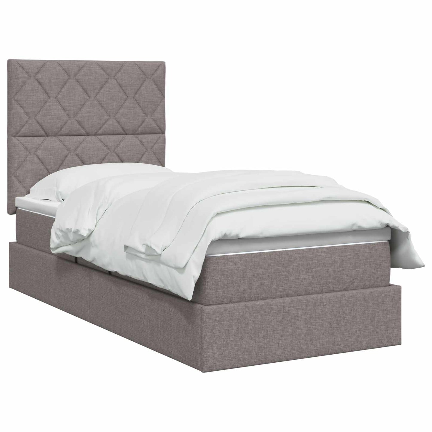 vidaXL LED Κρεβάτι αποθήκευσης με στρώμα Taupe 90 x 200 cm Ύφασμα