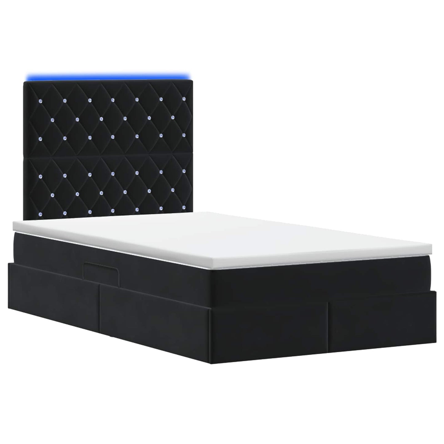 vidaXL LED Κρεβάτι αποθήκευσης με στρώμα Μαύρο 120 x 200 cm Βελούδο