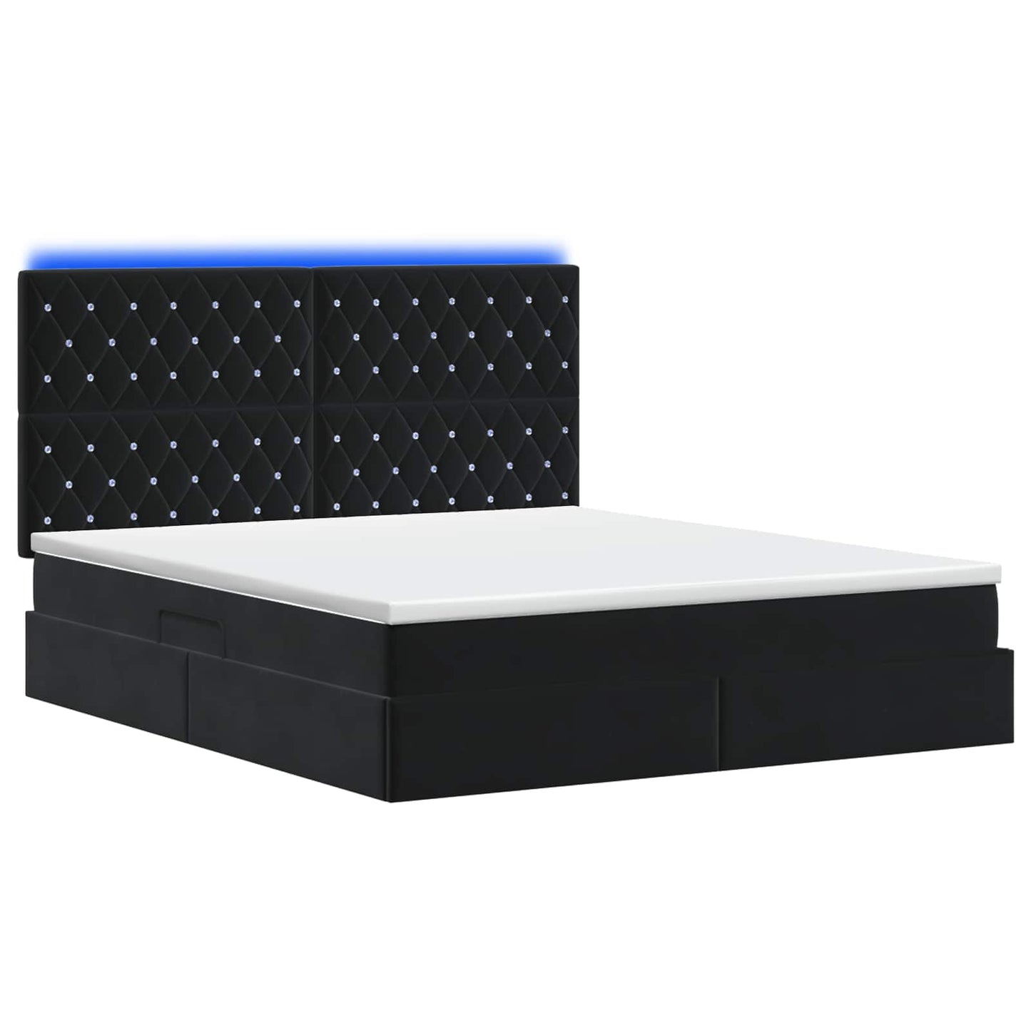 vidaXL LED Κρεβάτι αποθήκευσης με στρώμα Μαύρο 160 x 200 cm Βελούδο
