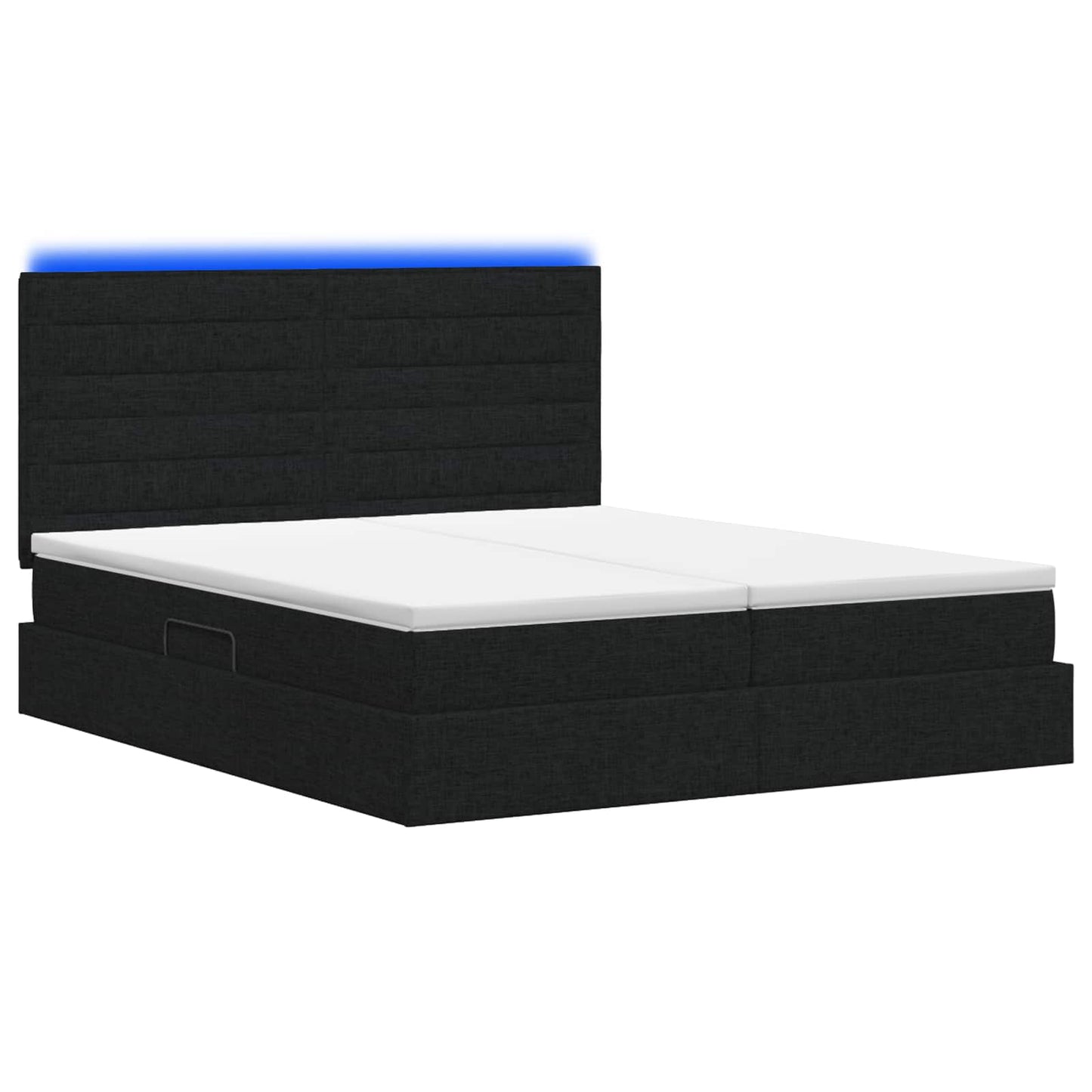 vidaXL LED Κρεβάτι αποθήκευσης με στρώμα Μαύρο 180 x 200 cm Ύφασμα