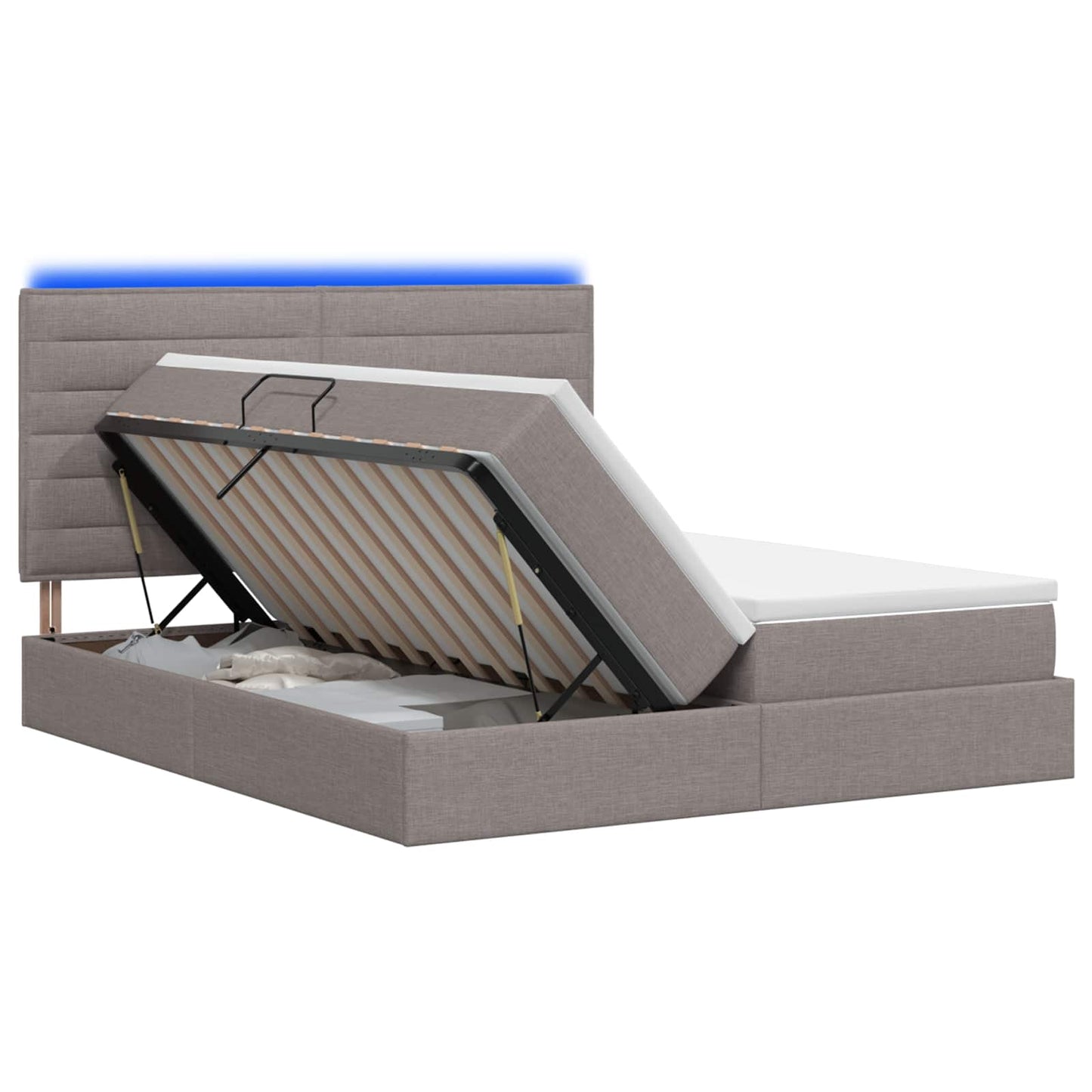 vidaXL LED Κρεβάτι αποθήκευσης με στρώμα Taupe 180 x 200 cm Ύφασμα