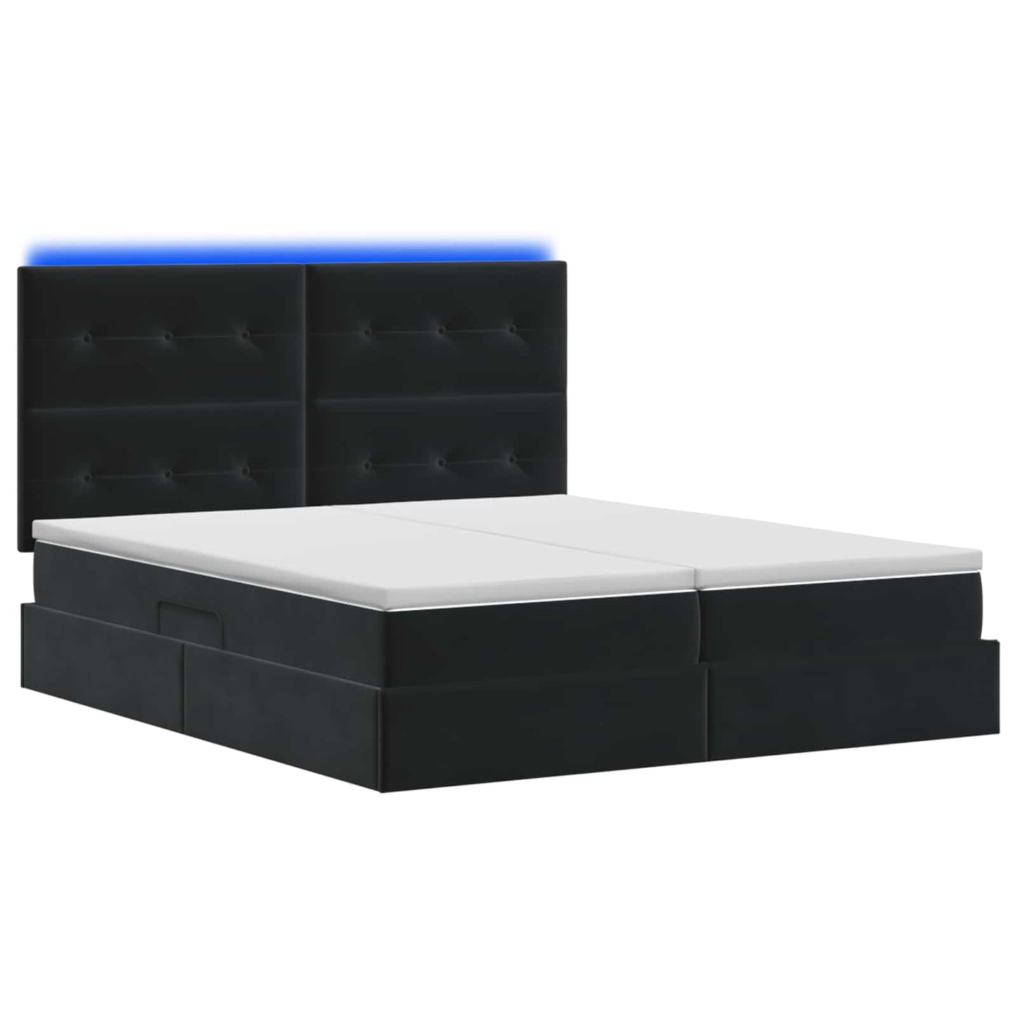 vidaXL LED Κρεβάτι αποθήκευσης με στρώμα Μαύρο 180 x 200 cm Βελούδο