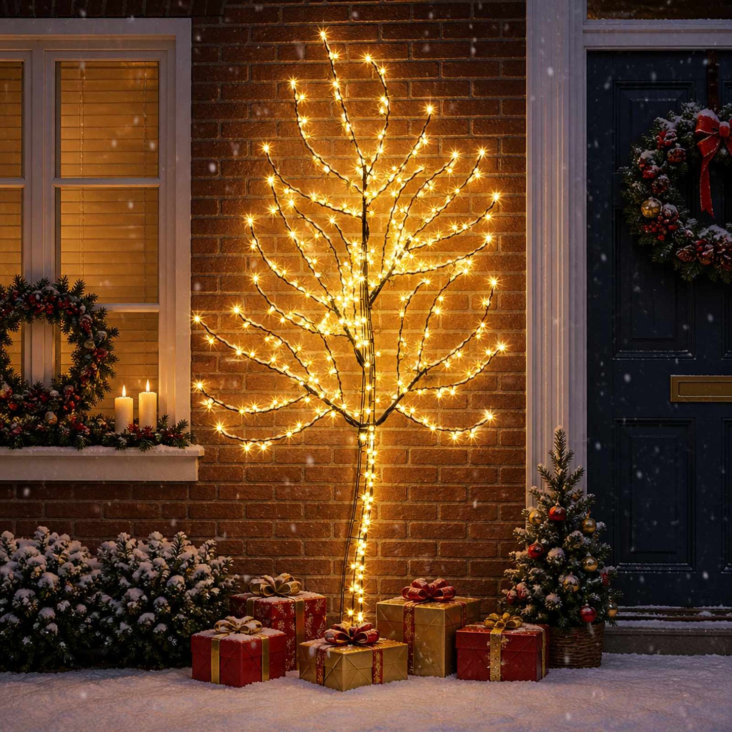 vidaXL LED χριστουγεννιάτικο δέντρο τοίχου 180 εκ. 200 LED Θερμό λευκό