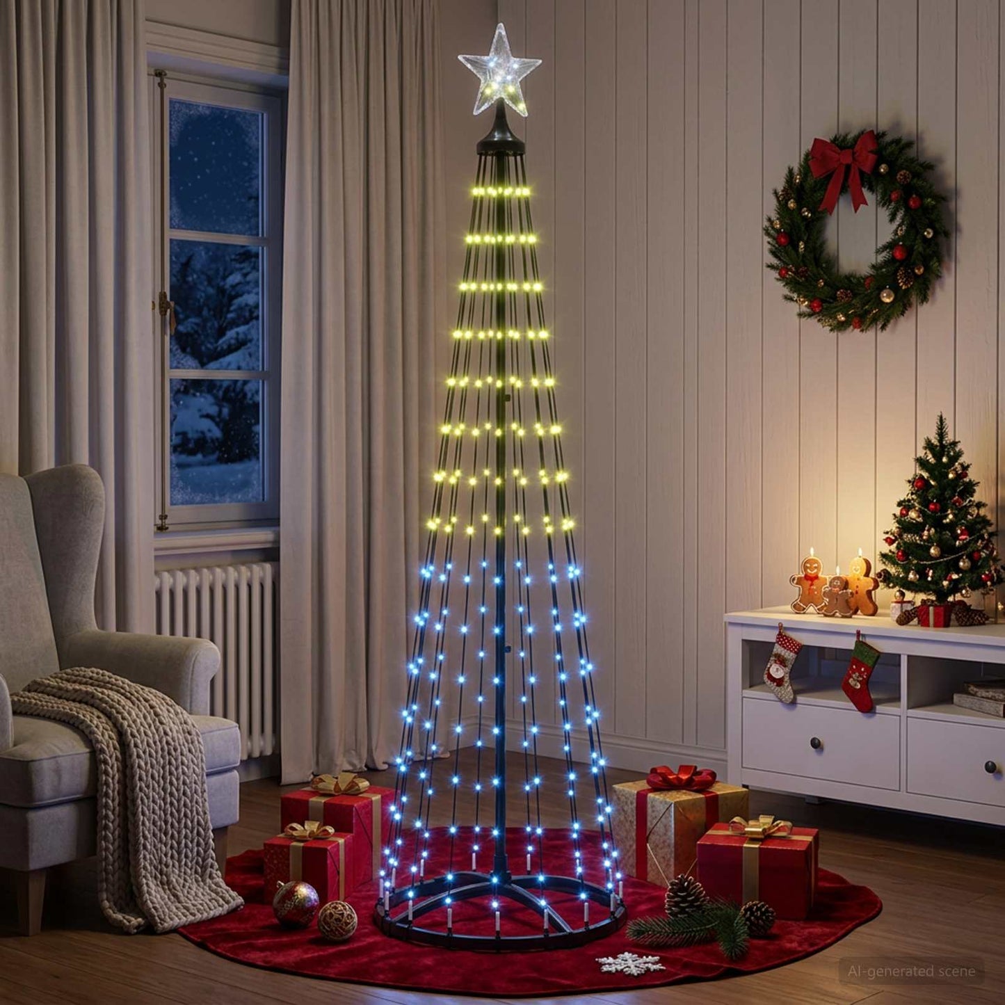 vidaXL Χριστουγεννιάτικο δέντρο κώνος LED 180 εκ. 250 LED Πολύχρωμο
