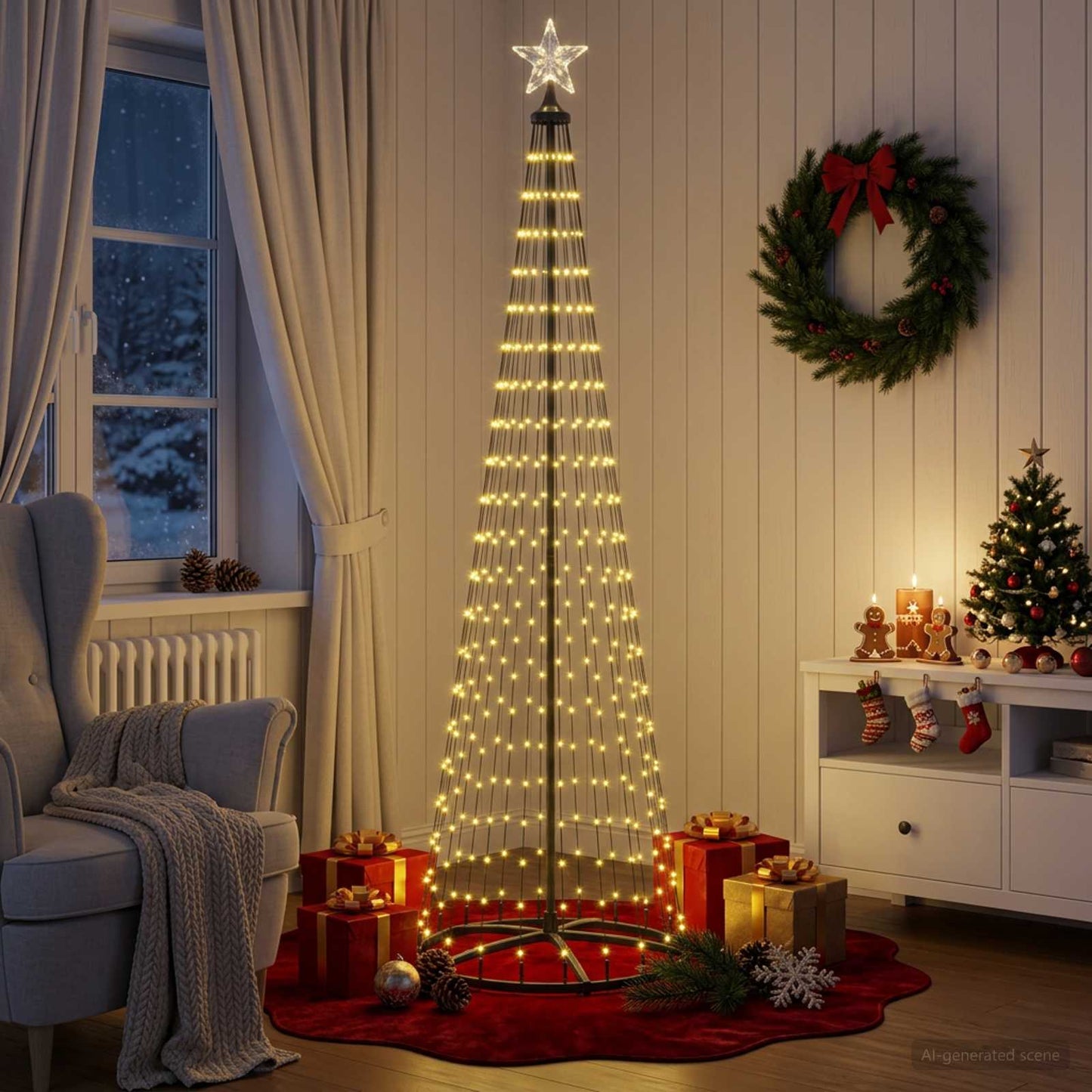 vidaXL Χριστουγεννιάτικο δέντρο κώνος LED 250 εκ. 470 LED Θερμό λευκό