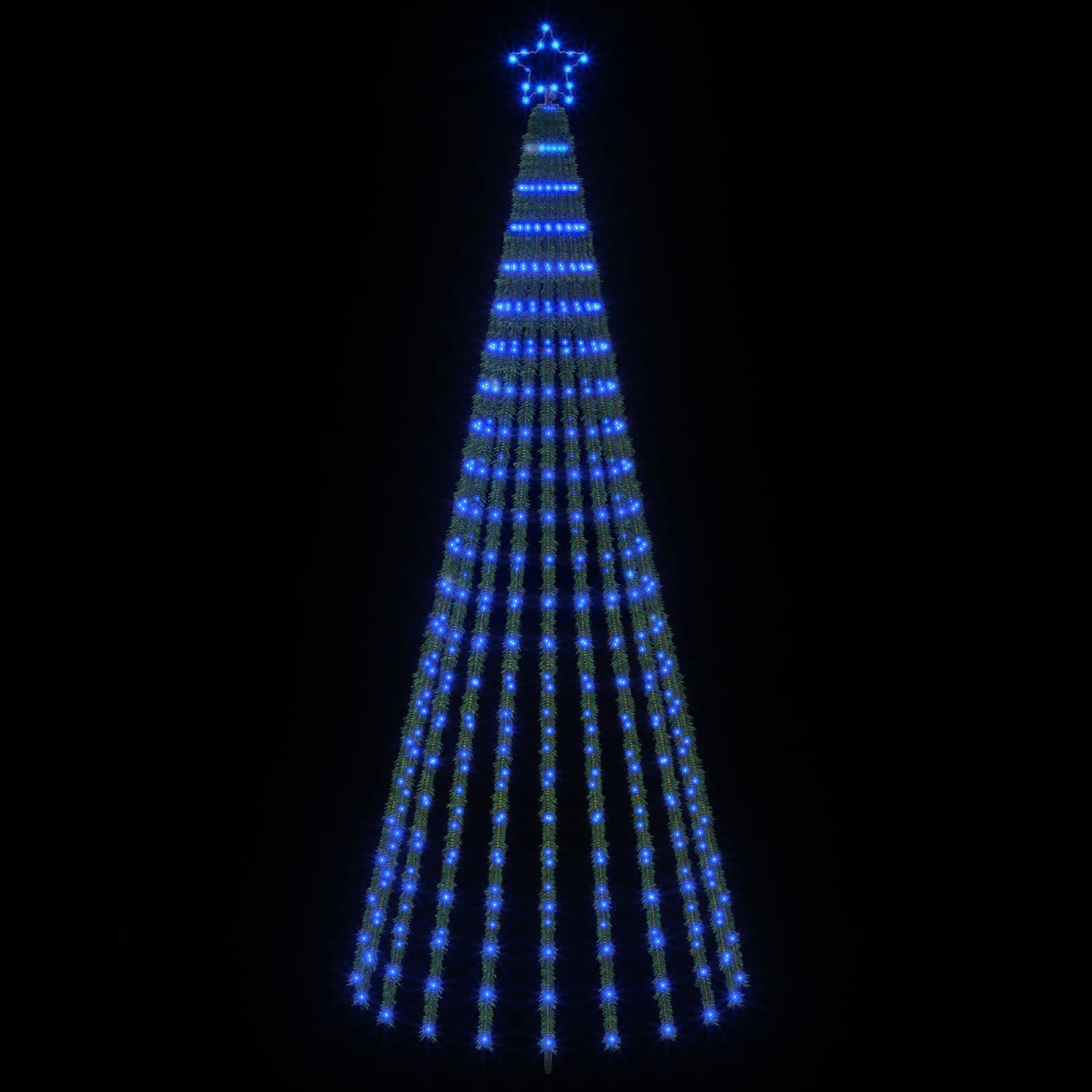 vidaXL LED Χριστουγεννιάτικο Δέντρο 250 εκ. 475 LED Μπλε Ατσάλι Μαύρο