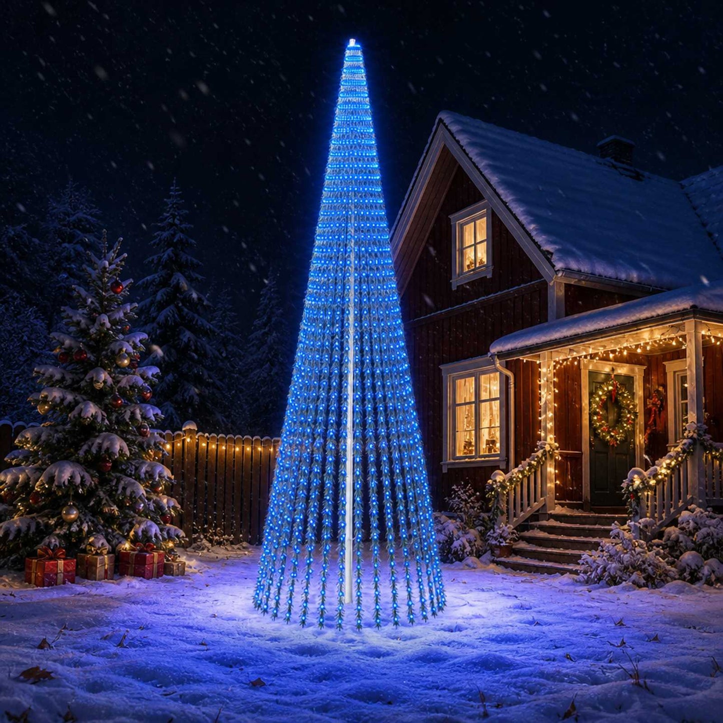 vidaXL LED Χριστουγεννιάτικο Δέντρο 470 εκ. 1504 LED Μπλε Ατσάλι