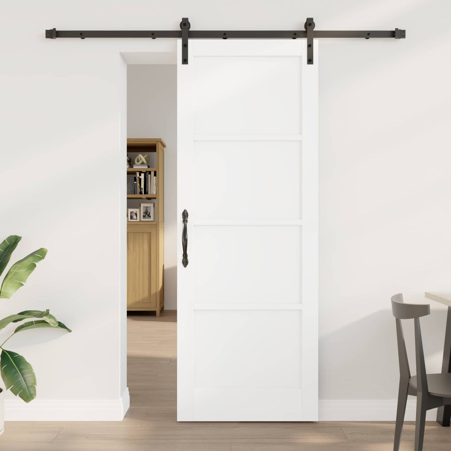 vidaXL Συρόμενη Πόρτα 78 x 211 cm Επεξεργασμένο Ξύλο Λευκό και Μαύρο