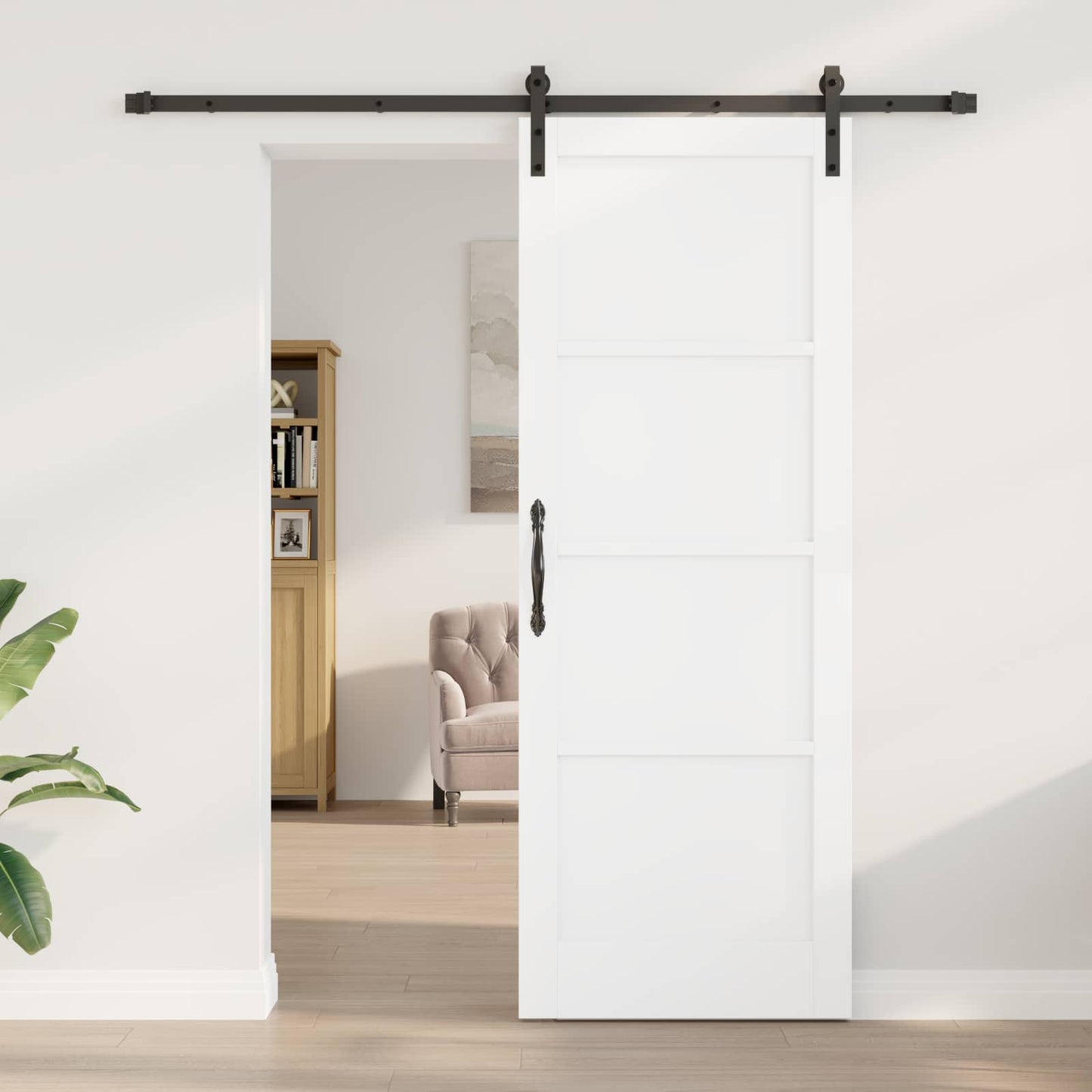 vidaXL Συρόμενη Πόρτα 78 x 211 cm Επεξεργασμένο Ξύλο Λευκό και Μαύρο