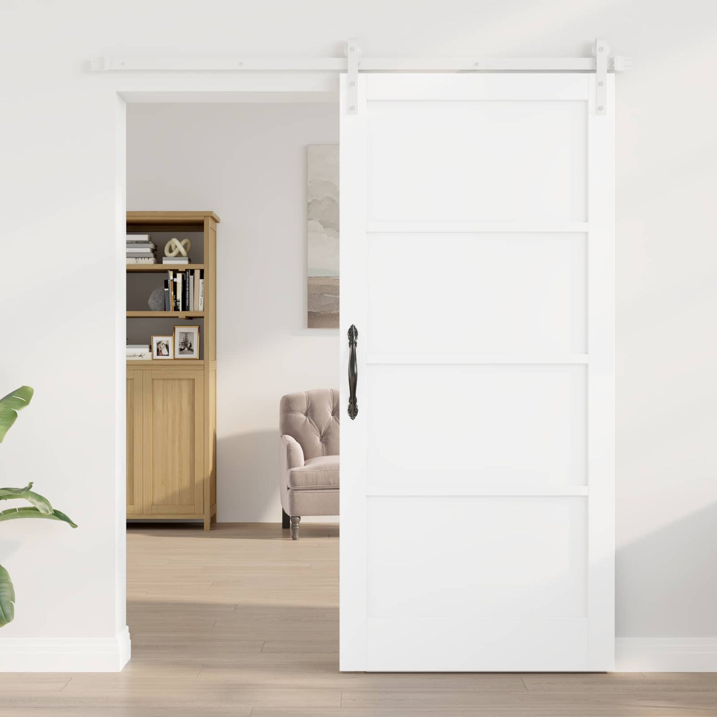 vidaXL Συρόμενη Πόρτα 93 x 202 cm Επεξεργασμένο Ξύλο Λευκό