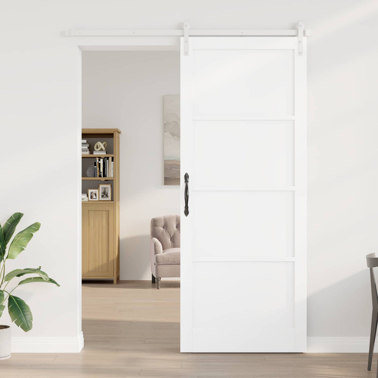 vidaXL Συρόμενη Πόρτα 93 x 232 cm Επεξεργασμένο Ξύλο Λευκό