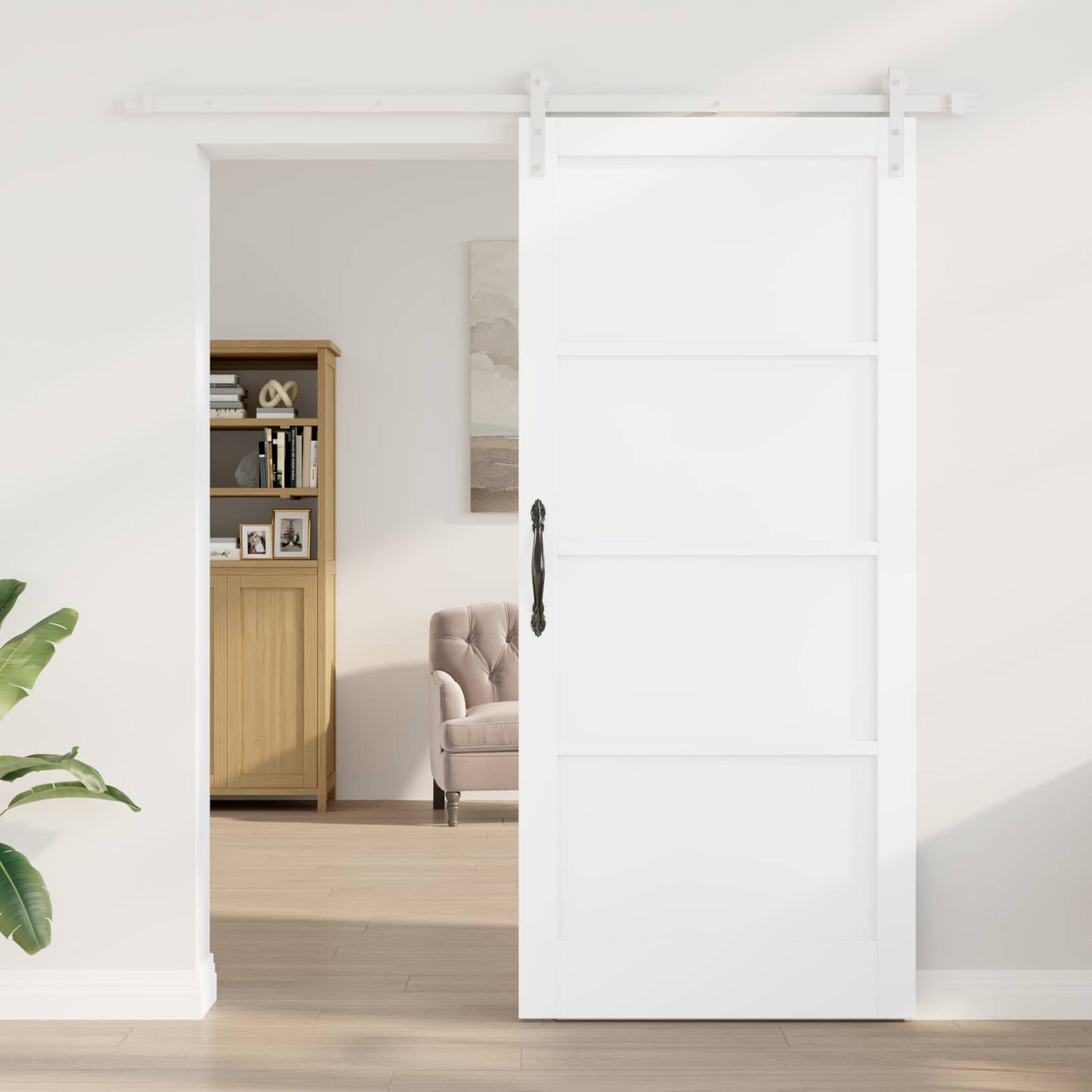 vidaXL Συρόμενη Πόρτα 93 x 211 cm Επεξεργασμένο Ξύλο Λευκό