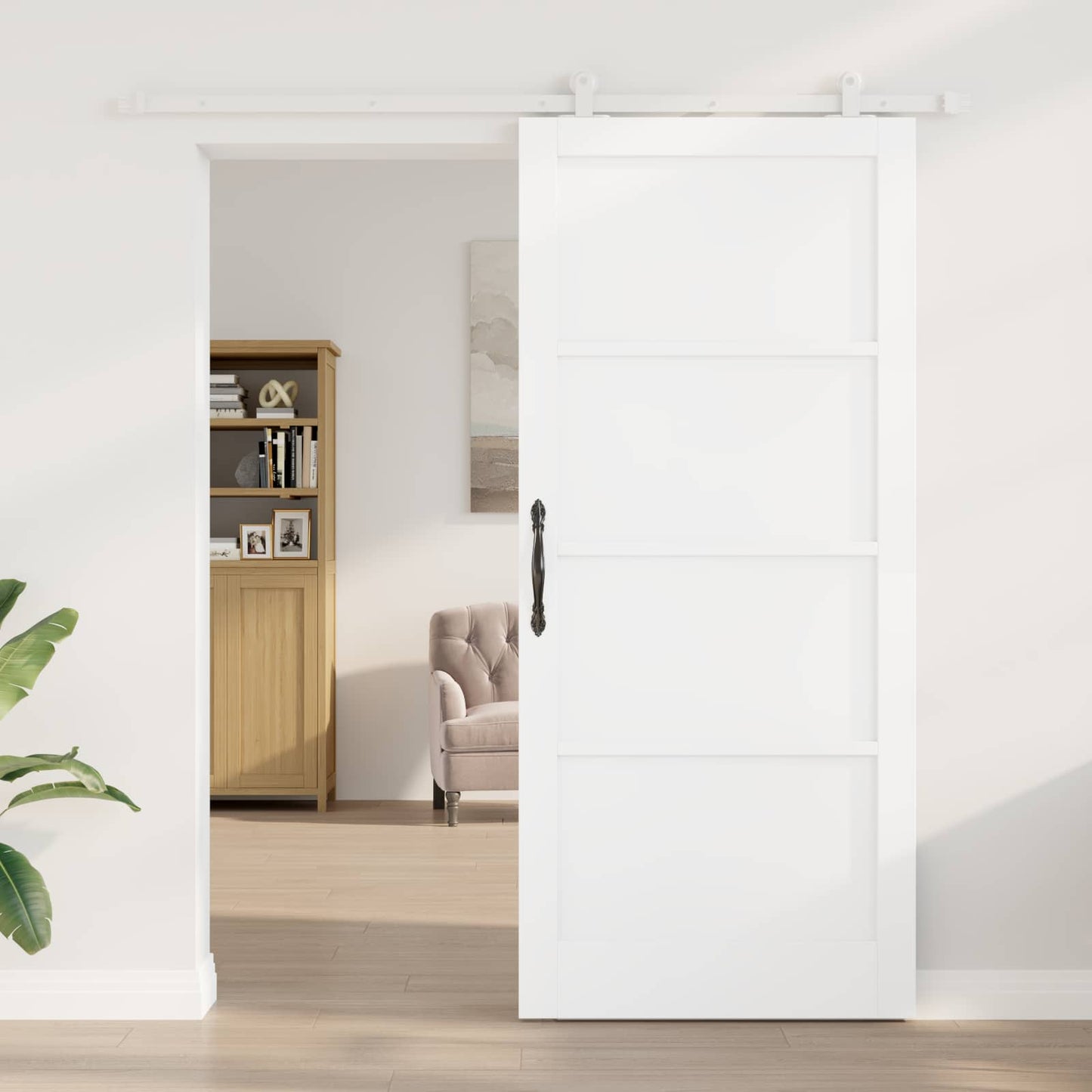 vidaXL Συρόμενη Πόρτα 93 x 211 cm Επεξεργασμένο Ξύλο Λευκό