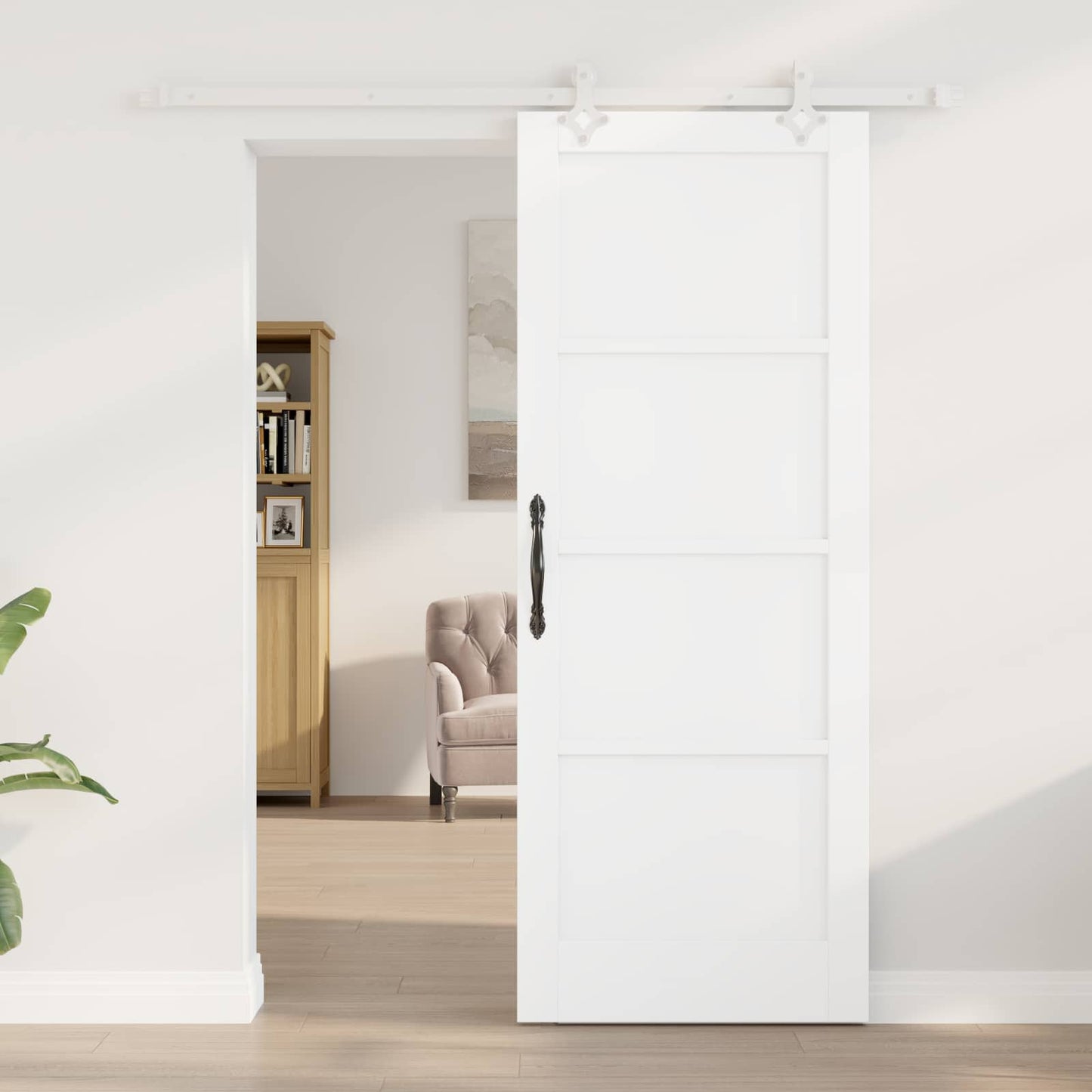 vidaXL Συρόμενη Πόρτα 78 x 202 cm Επεξεργασμένο Ξύλο Λευκό