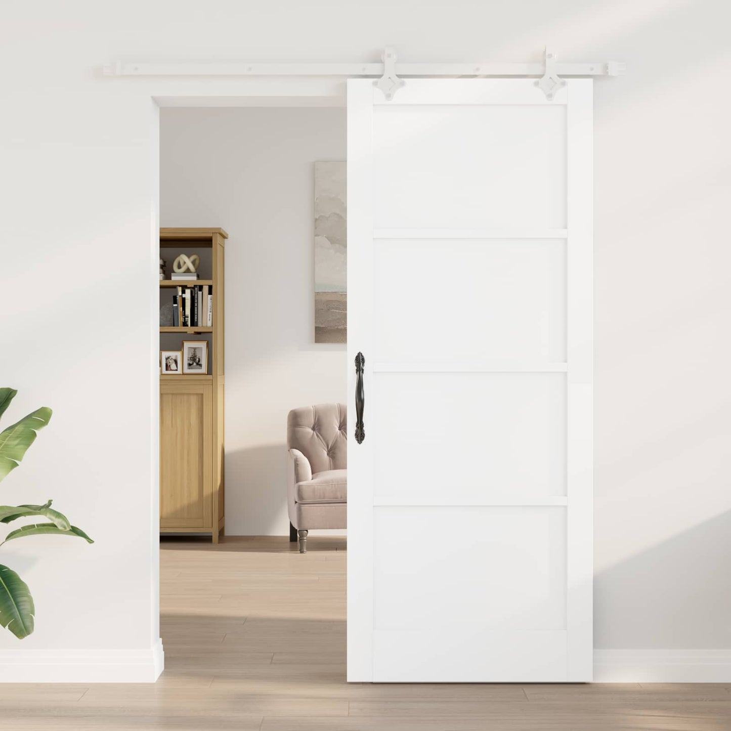 vidaXL Συρόμενη Πόρτα 86 x 211 cm Επεξεργασμένο Ξύλο Λευκό