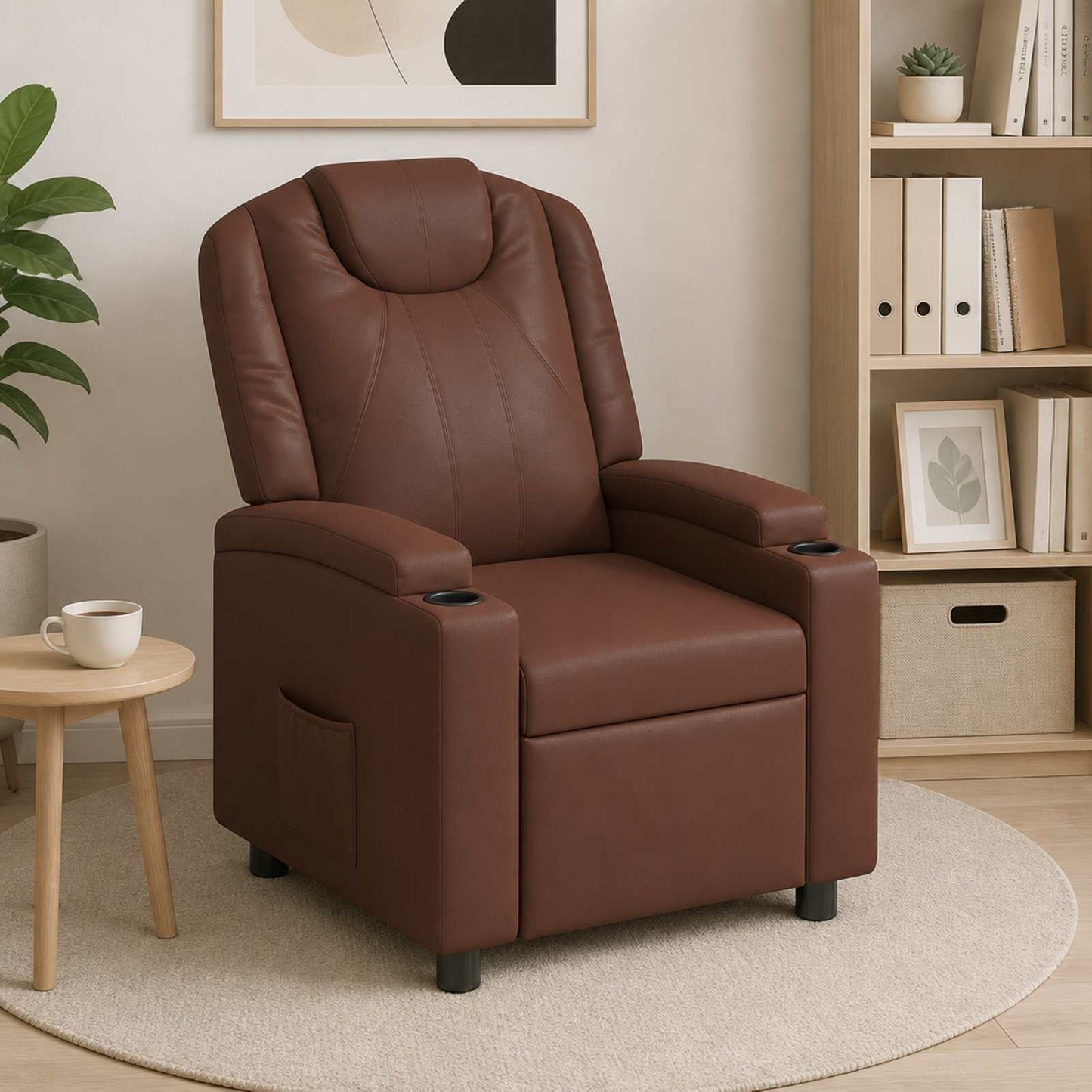 vidaXL Ανακλινόμενη πολυθρόνα Καφέ 75 x 95 x 106 εκ. Ύφασμα