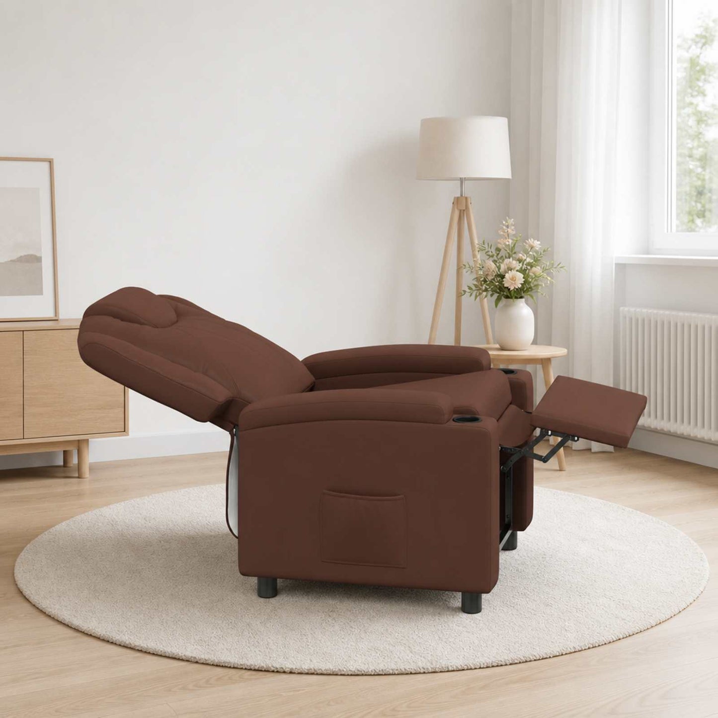 vidaXL Ανακλινόμενη πολυθρόνα Καφέ 75 x 95 x 106 εκ. Ύφασμα