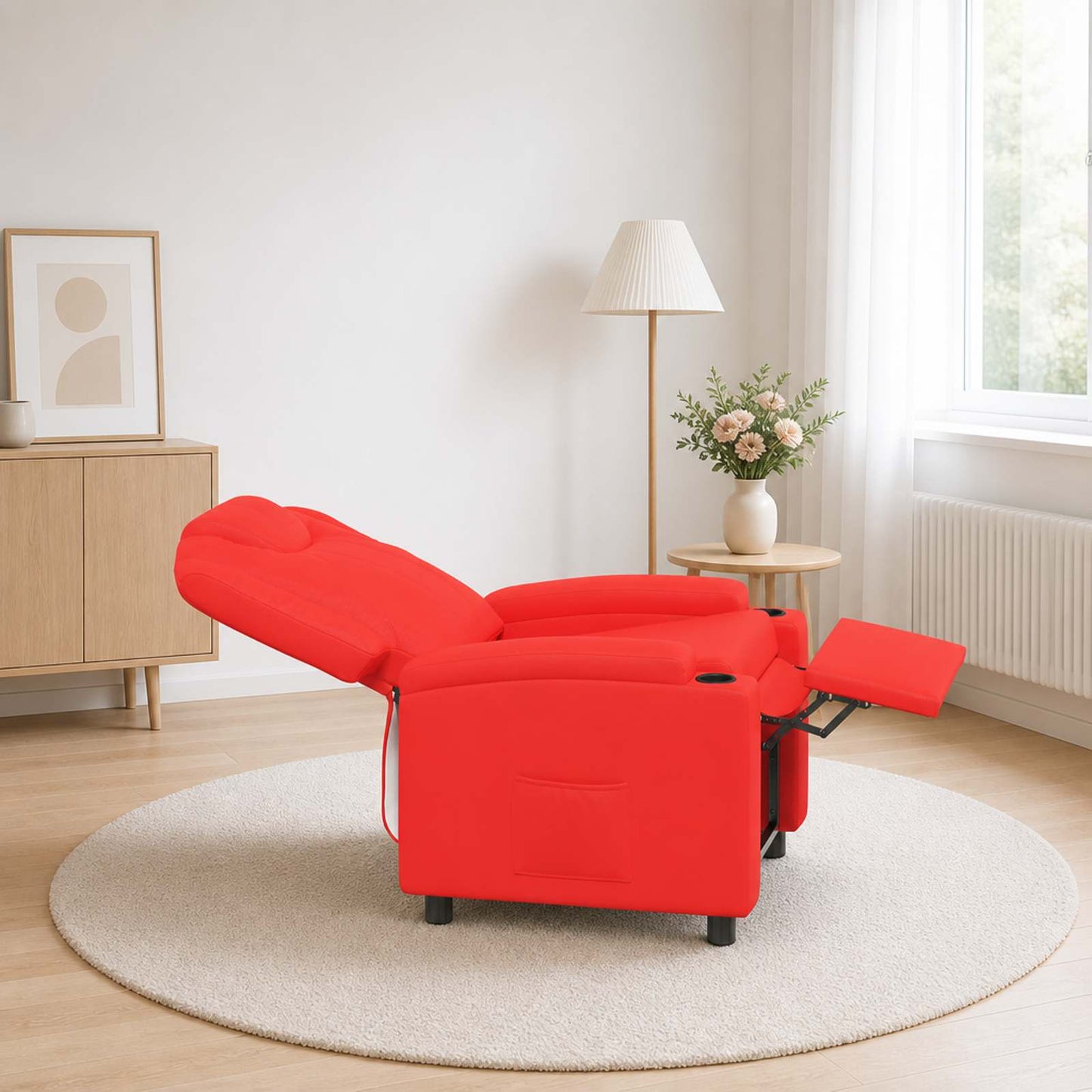 vidaXL Ανακλινόμενη πολυθρόνα Κόκκινο 75 x 95 x 106 εκ. Ύφασμα