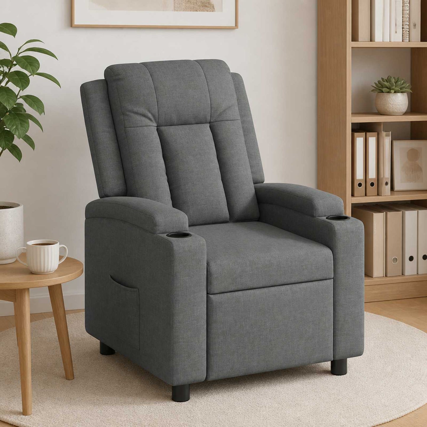vidaXL Ανακλινόμενη πολυθρόνα Σκούρο Γκρι 75 x 95 x 100 cm Ύφασμα