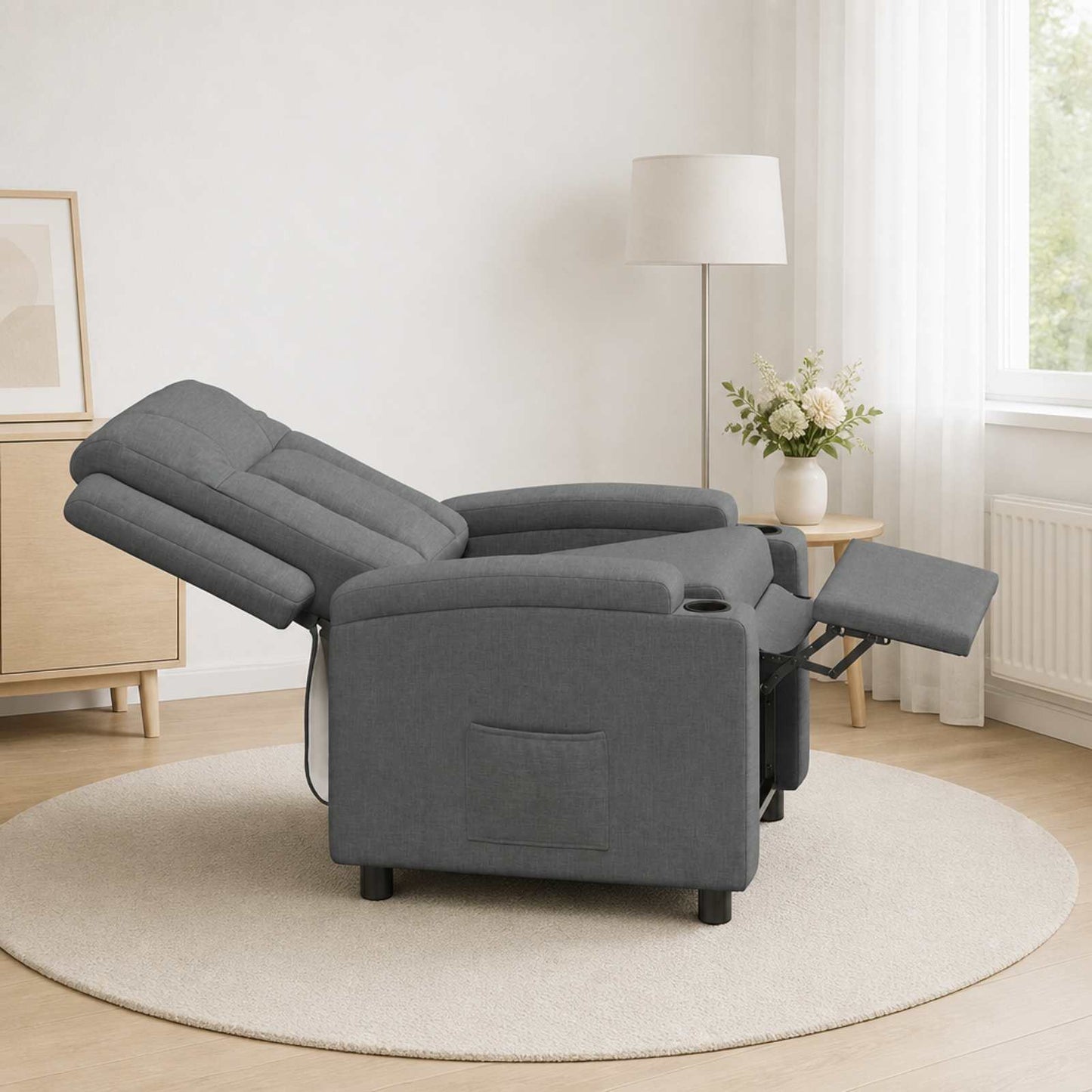 vidaXL Ανακλινόμενη πολυθρόνα Σκούρο Γκρι 75 x 95 x 100 cm Ύφασμα