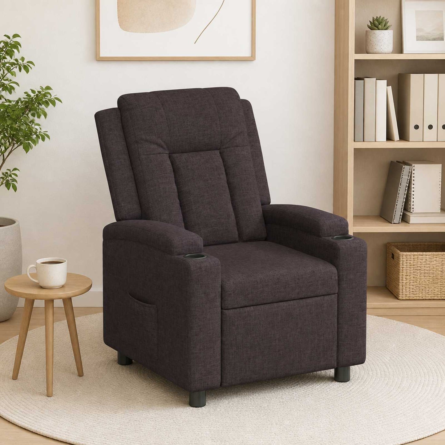 vidaXL Ανακλινόμενη πολυθρόνα Σκούρο Καφέ 75 x 95 x 100 cm Ύφασμα