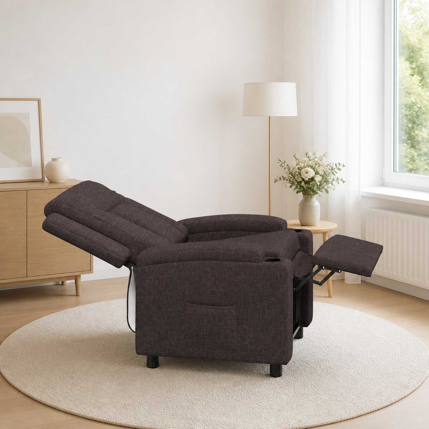 vidaXL Ανακλινόμενη πολυθρόνα Σκούρο Καφέ 75 x 95 x 100 cm Ύφασμα