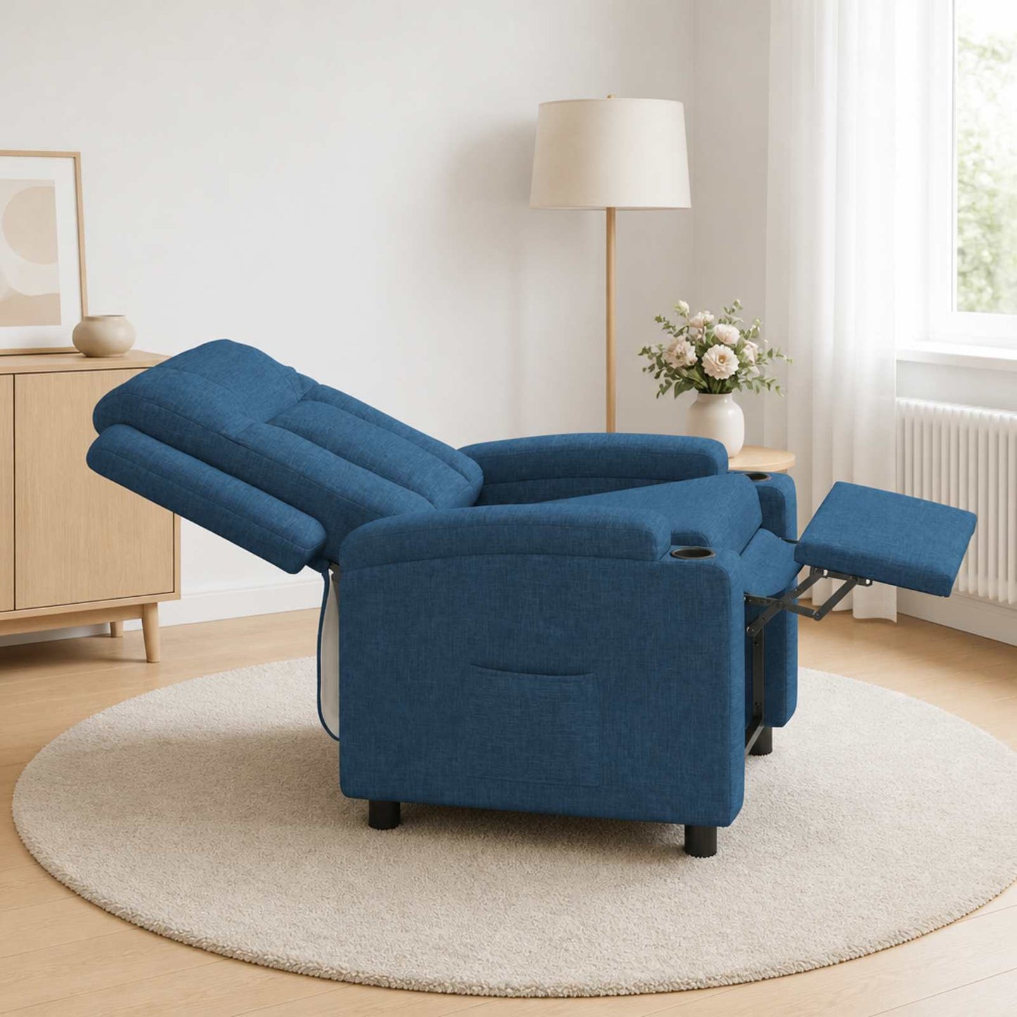 vidaXL Ανακλινόμενη πολυθρόνα Μπλε 75 x 95 x 100 cm Ύφασμα