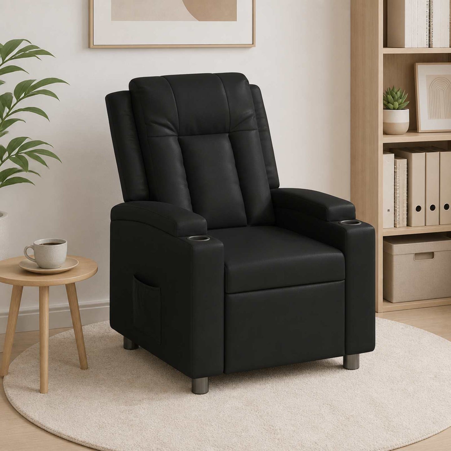 vidaXL Ανακλινόμενη πολυθρόνα Μαύρο 75 x 95 x 100 cm Ύφασμα
