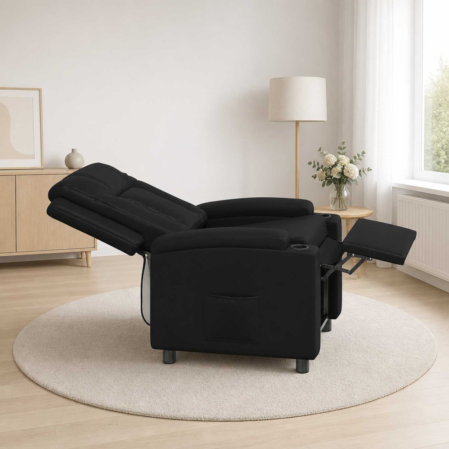 vidaXL Ανακλινόμενη πολυθρόνα Μαύρο 75 x 95 x 100 cm Ύφασμα