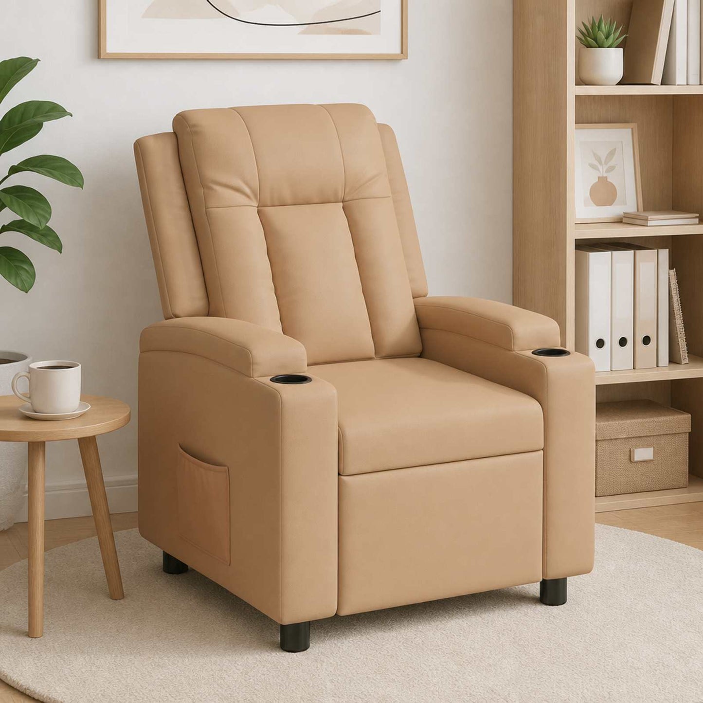 vidaXL Ανακλινόμενη πολυθρόνα Καπουτσίνο 75 x 95 x 100 cm Ύφασμα