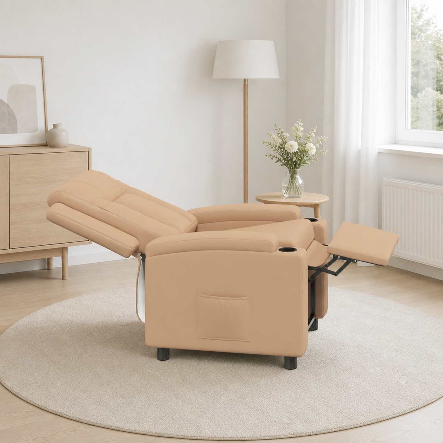 vidaXL Ανακλινόμενη πολυθρόνα Καπουτσίνο 75 x 95 x 100 cm Ύφασμα