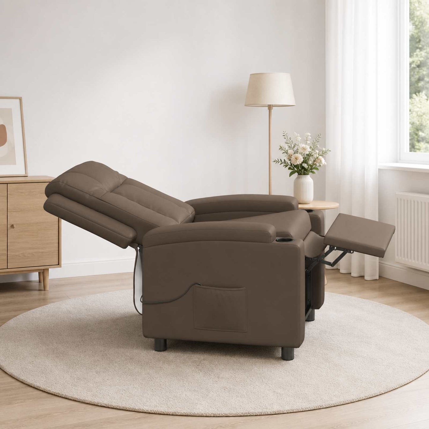 vidaXL Ανακλινόμενη Πολυθρόνα Μασάζ Γκρι 75 x 95 x 100 cm Ύφασμα