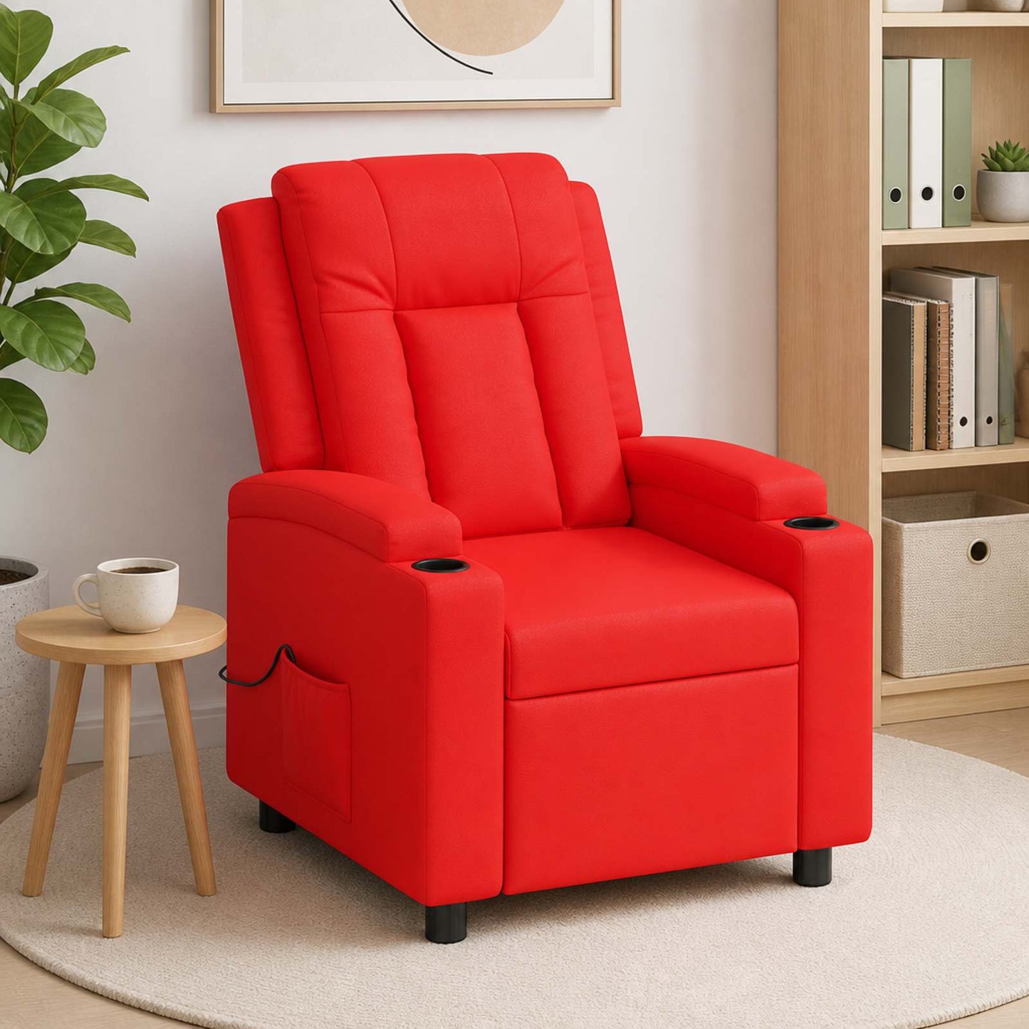 vidaXL Ανακλινόμενη Πολυθρόνα Μασάζ Κόκκινο 75 x 95 x 100 cm Ύφασμα