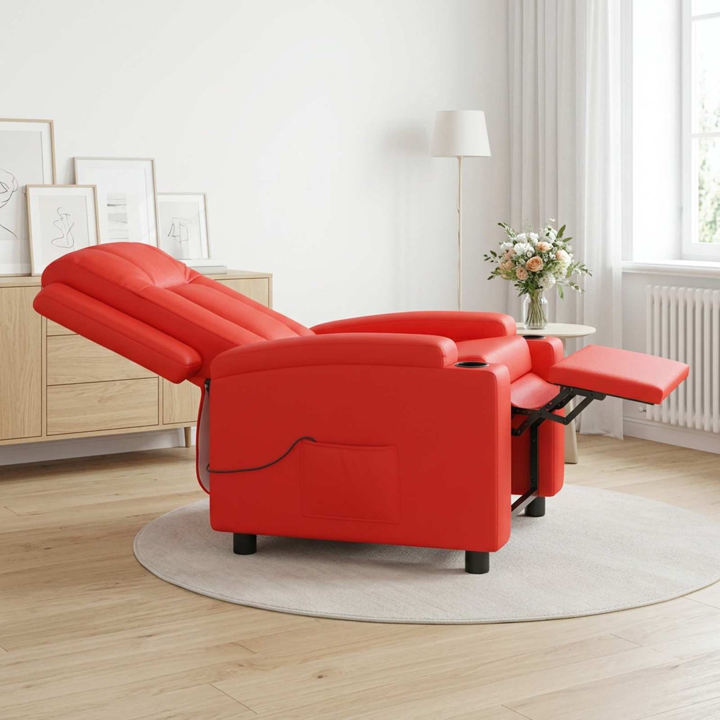 vidaXL Ανακλινόμενη Πολυθρόνα Μασάζ Κόκκινο 75 x 95 x 100 cm Ύφασμα