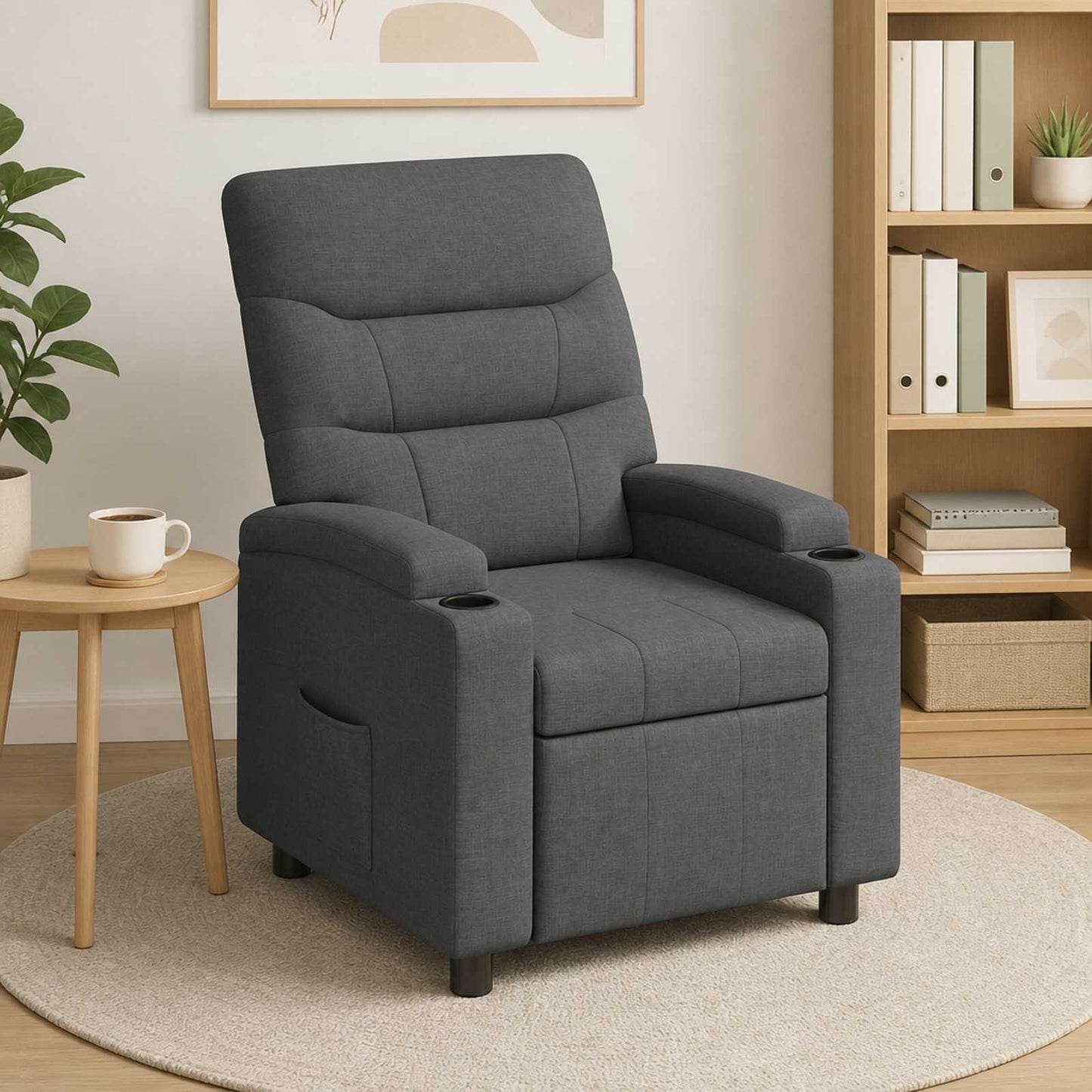 vidaXL Ανακλινόμενη πολυθρόνα Σκούρο Γκρι 75 x 95 x 103 cm Ύφασμα
