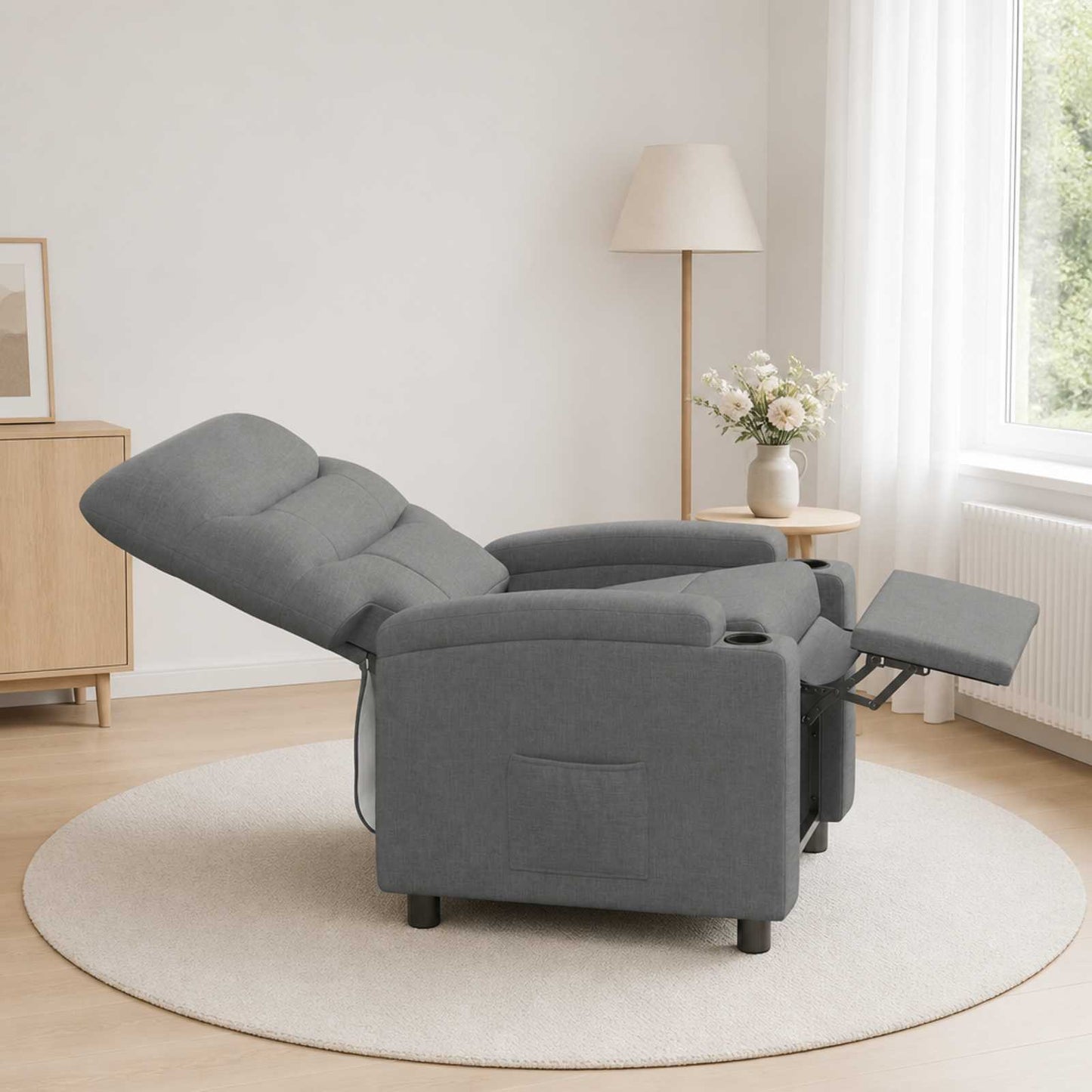 vidaXL Ανακλινόμενη πολυθρόνα Σκούρο Γκρι 75 x 95 x 103 cm Ύφασμα