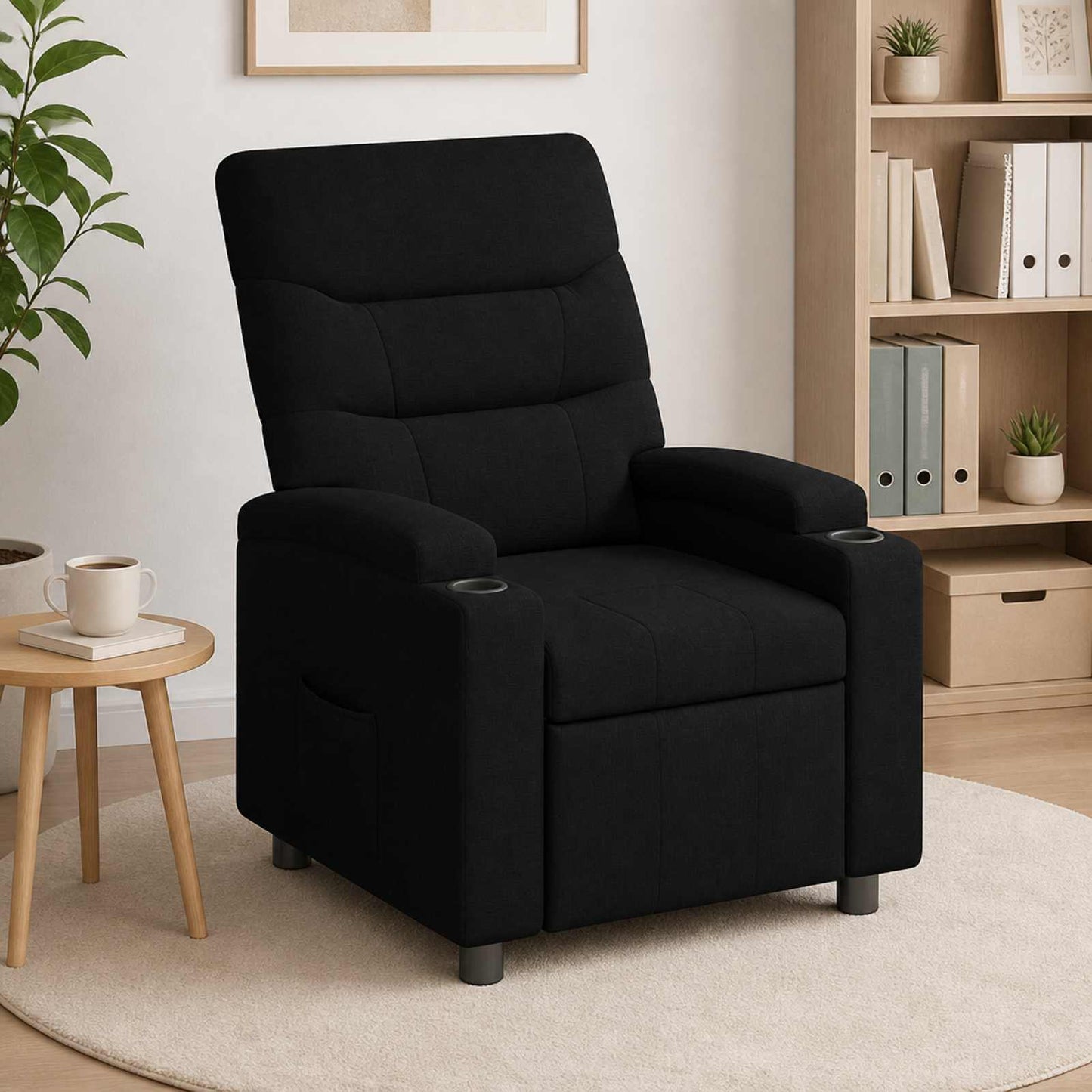 vidaXL Ανακλινόμενη πολυθρόνα Μαύρο 75 x 95 x 103 cm Ύφασμα
