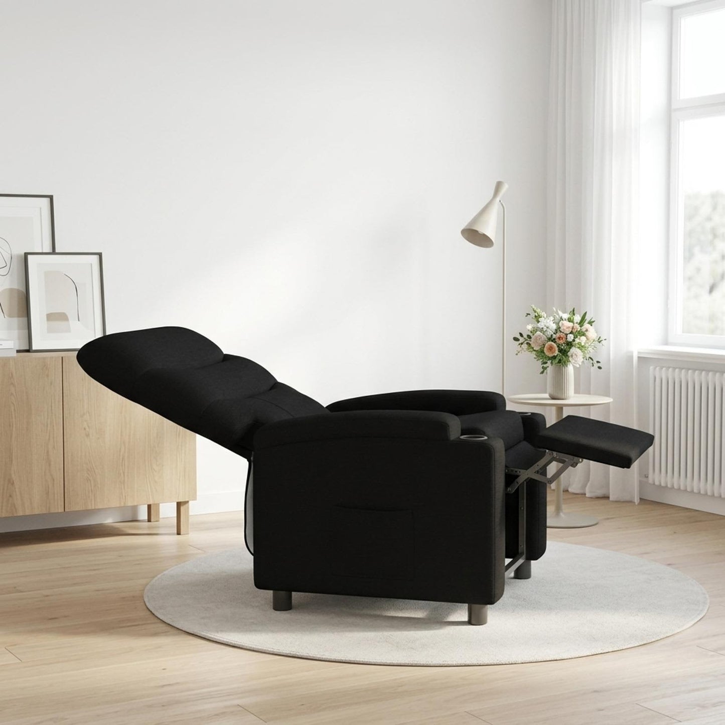 vidaXL Ανακλινόμενη πολυθρόνα Μαύρο 75 x 95 x 103 cm Ύφασμα