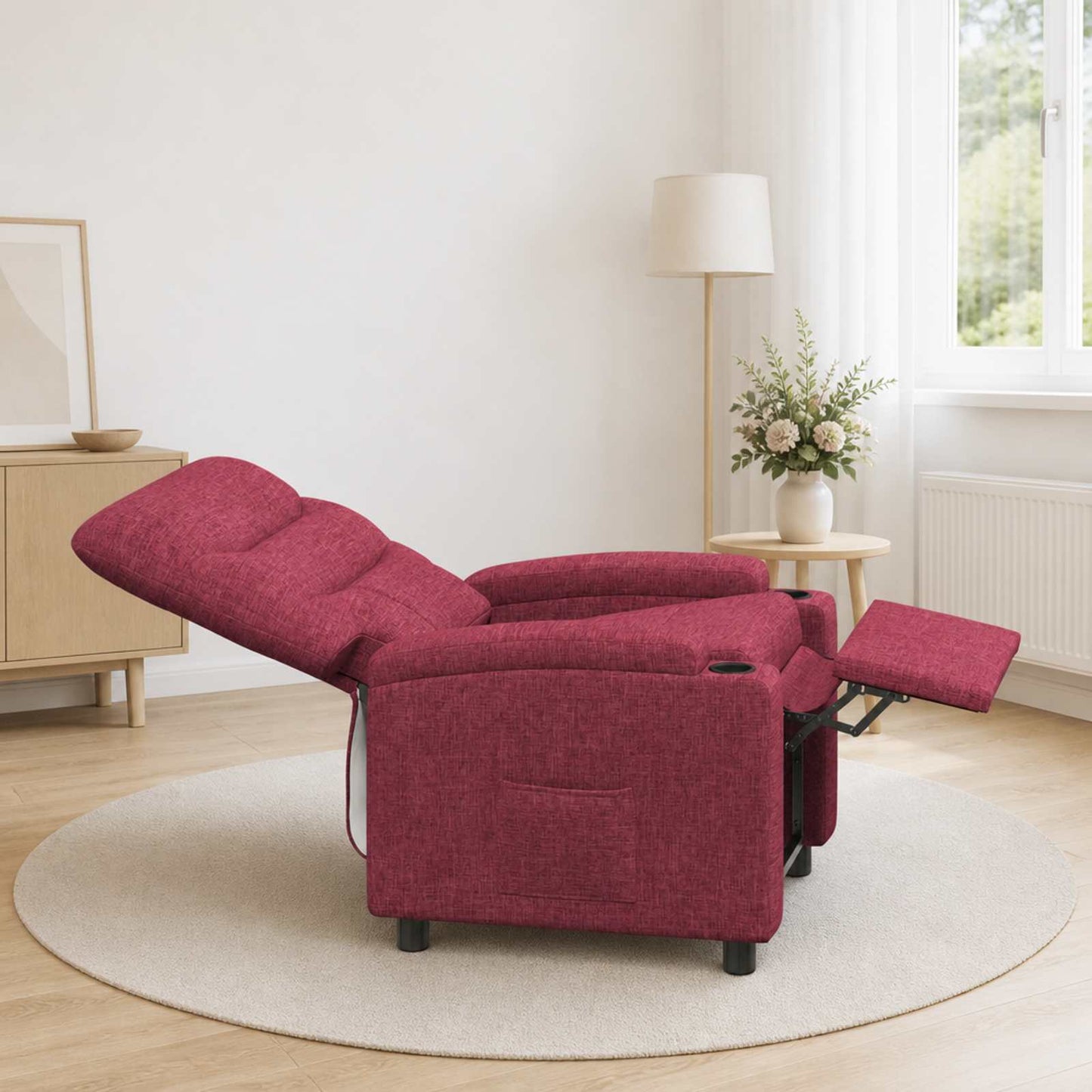 vidaXL Ανακλινόμενη πολυθρόνα Κόκκινο 75 x 95 x 103 cm Ύφασμα