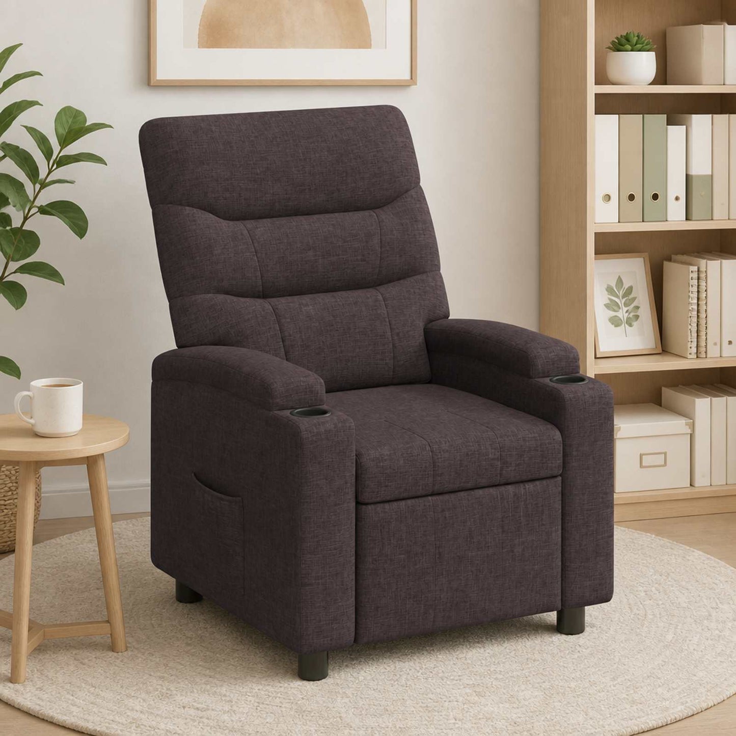vidaXL Ανακλινόμενη πολυθρόνα Σκούρο Καφέ 75 x 95 x 103 cm Ύφασμα