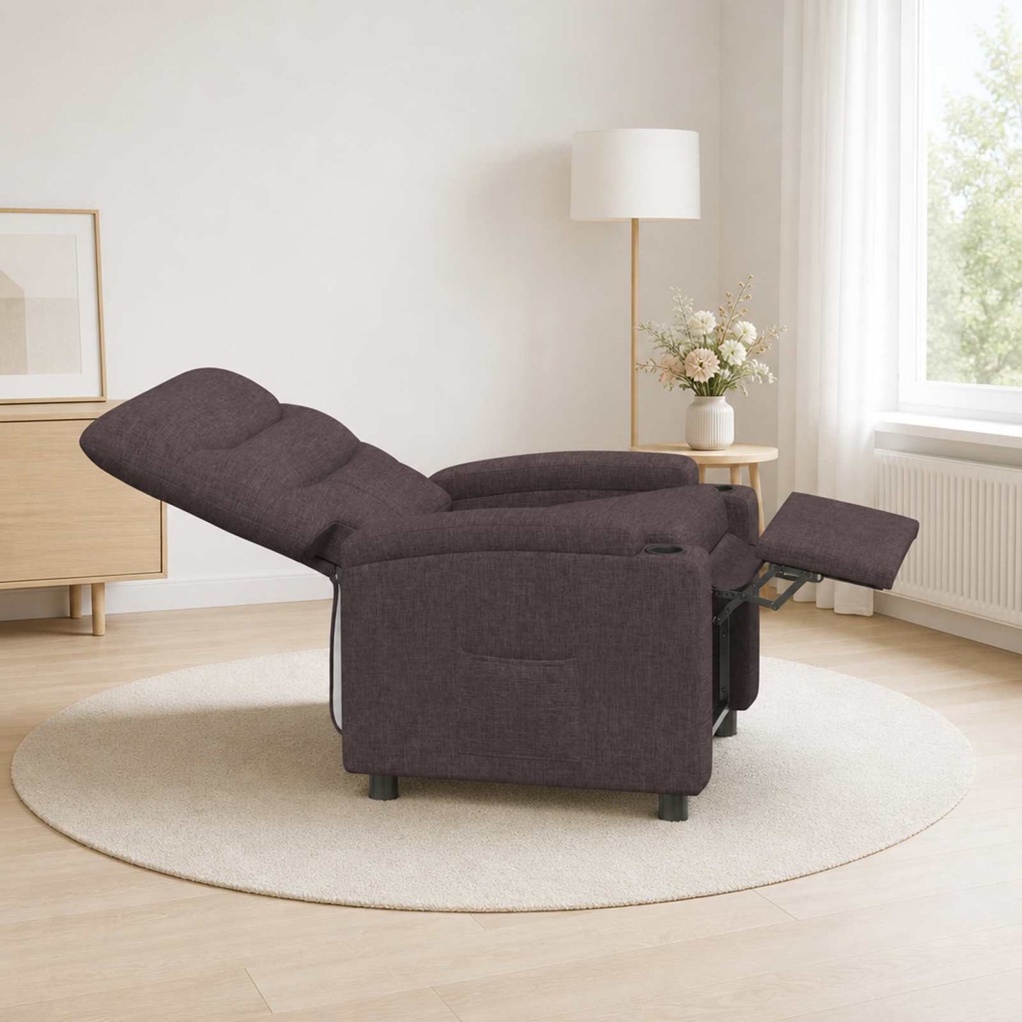 vidaXL Ανακλινόμενη πολυθρόνα Σκούρο Καφέ 75 x 95 x 103 cm Ύφασμα