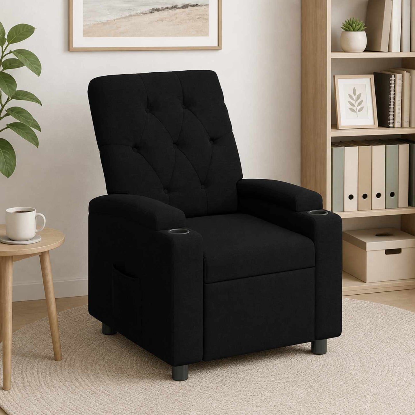 vidaXL Ανακλινόμενη πολυθρόνα Μαύρο 75 x 95 x 101 cm Ύφασμα