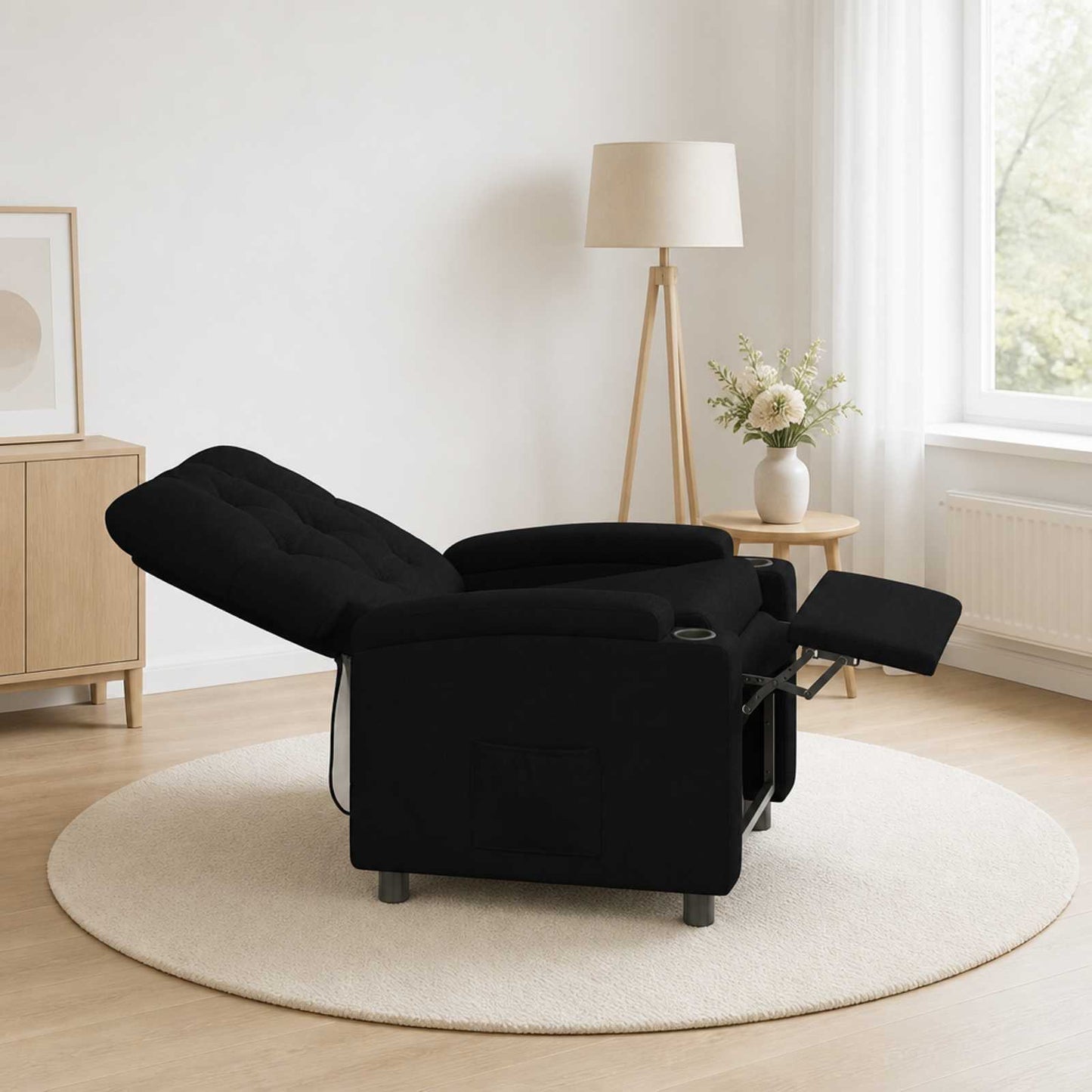 vidaXL Ανακλινόμενη πολυθρόνα Μαύρο 75 x 95 x 101 cm Ύφασμα