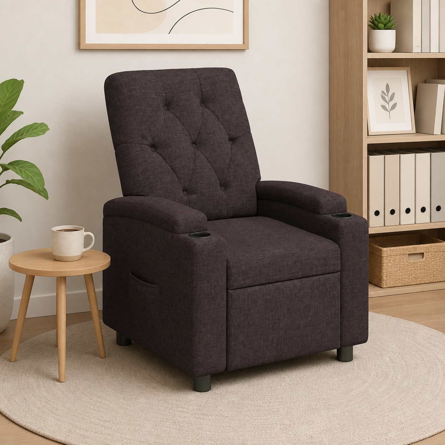 vidaXL Ανακλινόμενη πολυθρόνα Σκούρο Καφέ 75 x 95 x 101 cm Ύφασμα