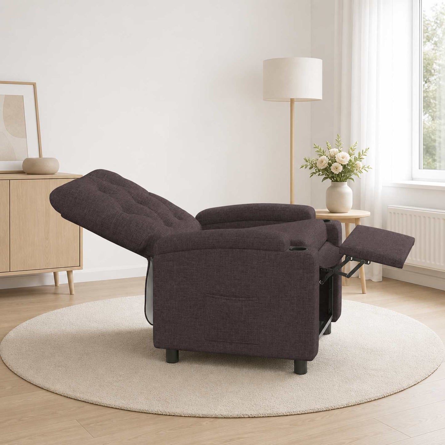 vidaXL Ανακλινόμενη πολυθρόνα Σκούρο Καφέ 75 x 95 x 101 cm Ύφασμα