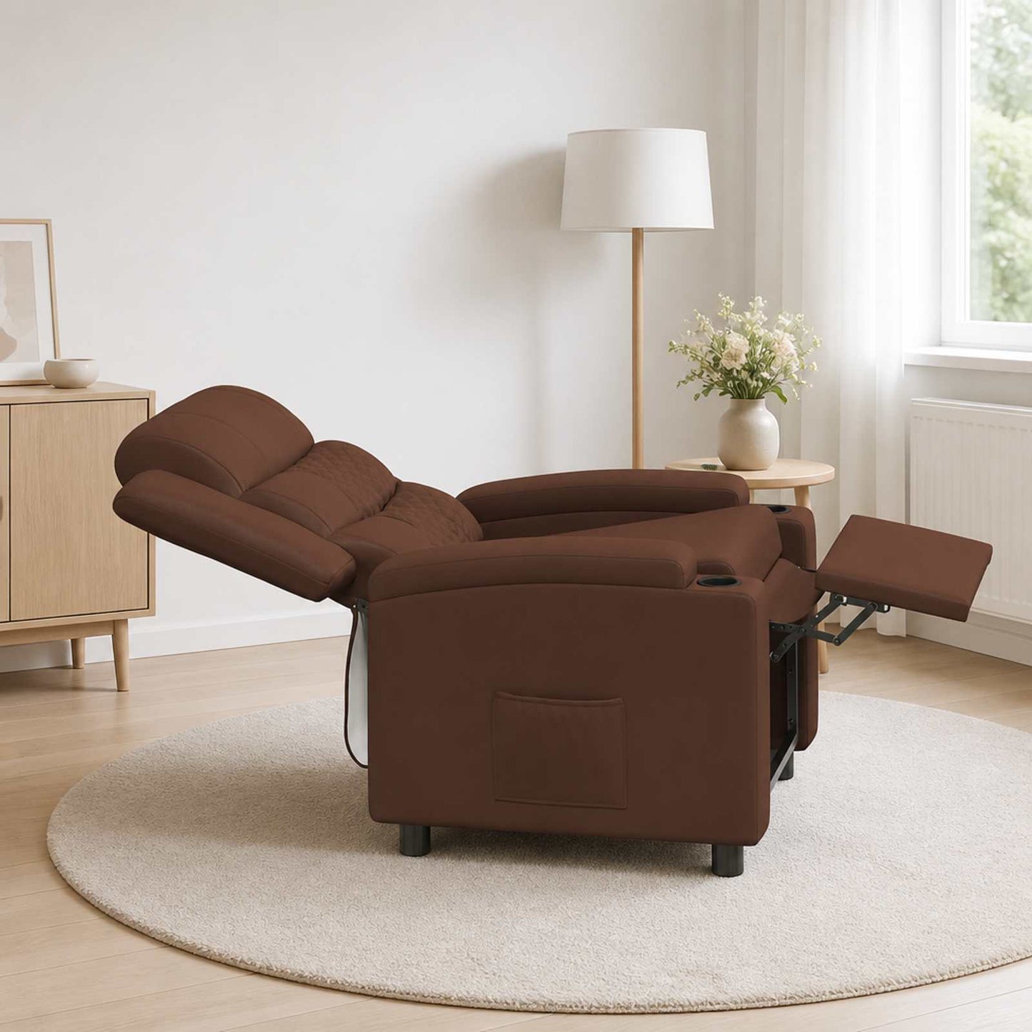 vidaXL Ανακλινόμενη πολυθρόνα Καφέ 75 x 93 x 98 cm Ύφασμα