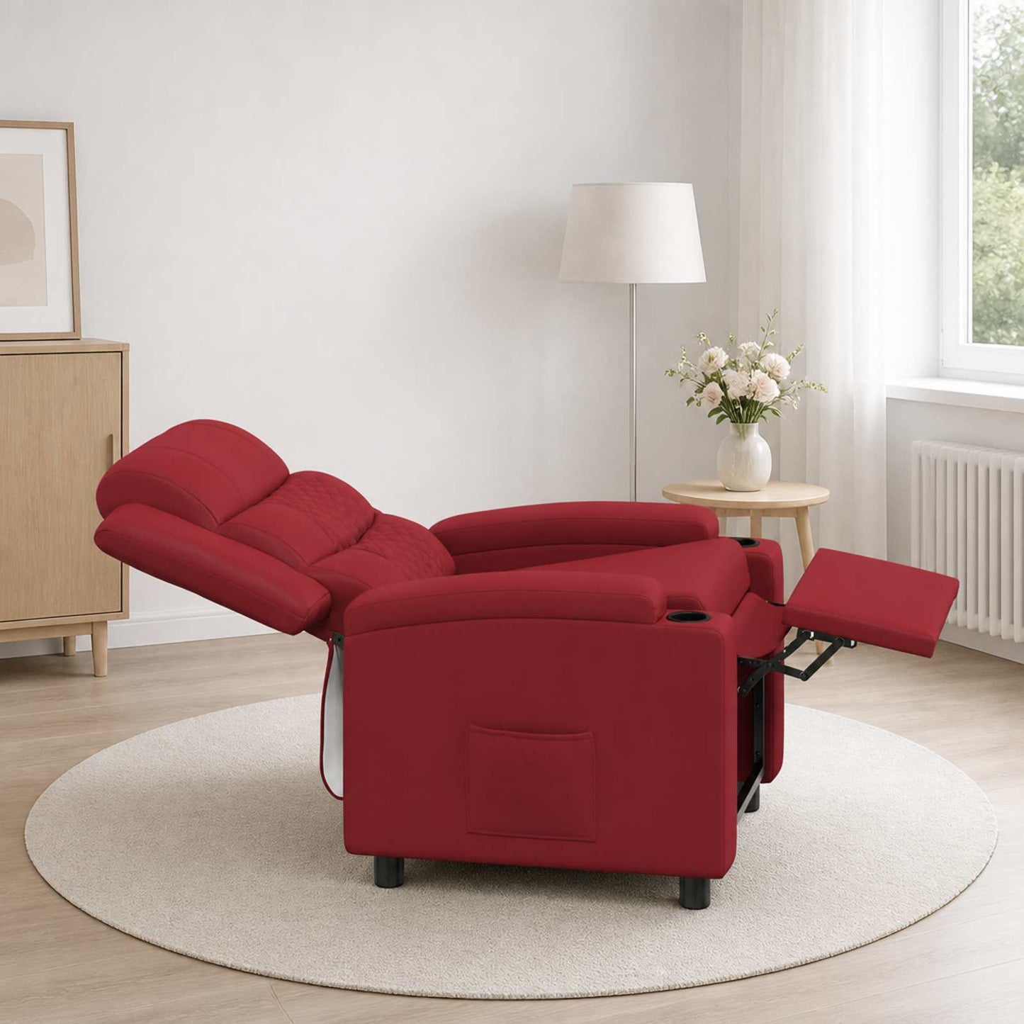 vidaXL Ανακλινόμενη πολυθρόνα Κόκκινο 75 x 93 x 98 cm Ύφασμα