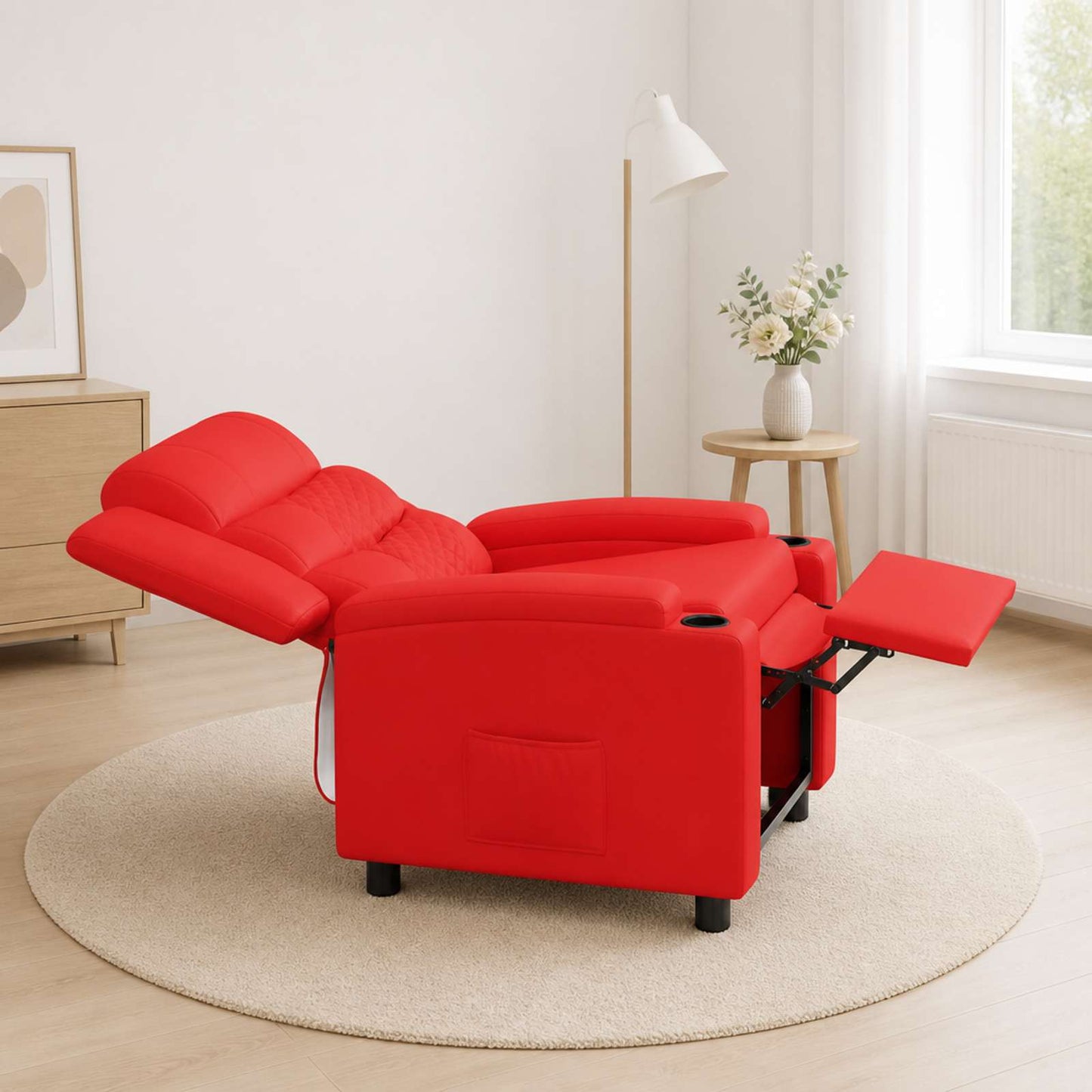 vidaXL Ανακλινόμενη πολυθρόνα Κόκκινο 75 x 93 x 98 cm Ύφασμα