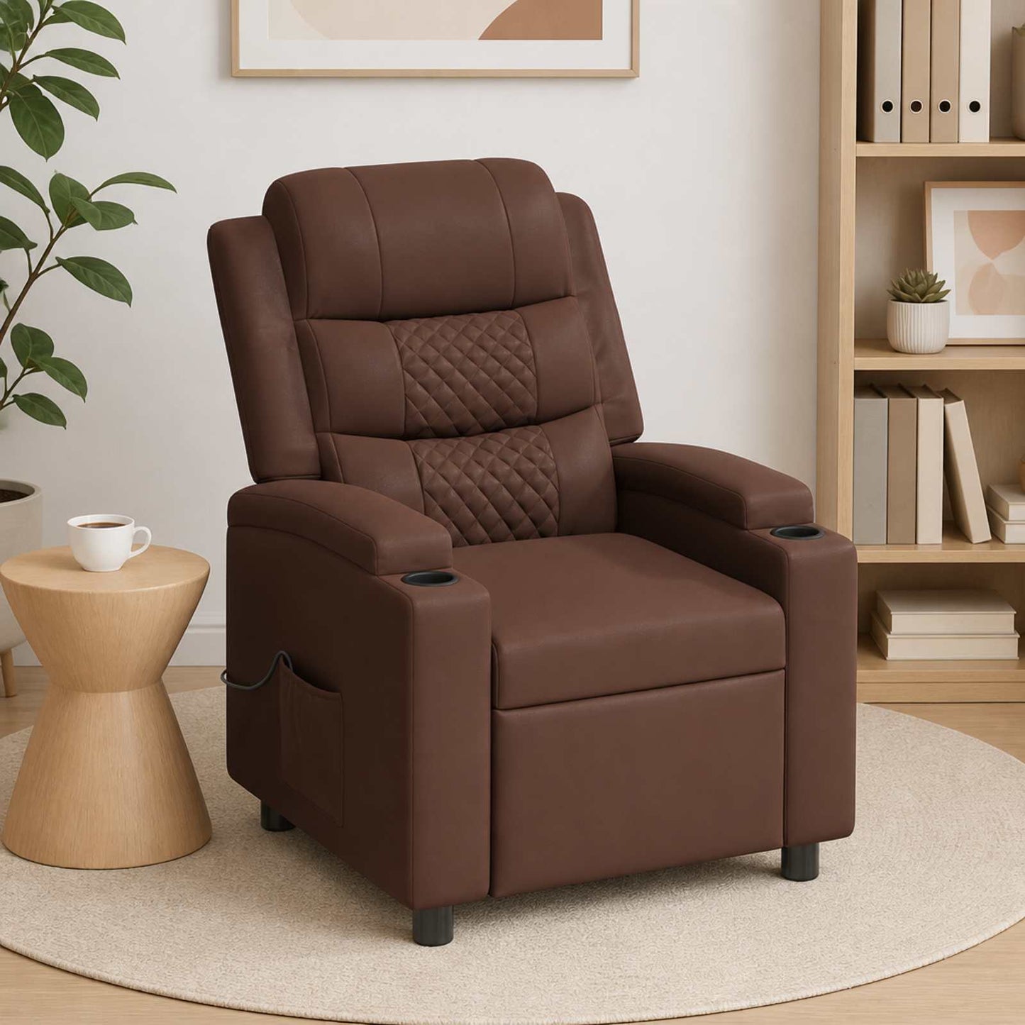 vidaXL Ανακλινόμενη Πολυθρόνα Μασάζ Καφέ 75 x 93 x 98 cm Ύφασμα