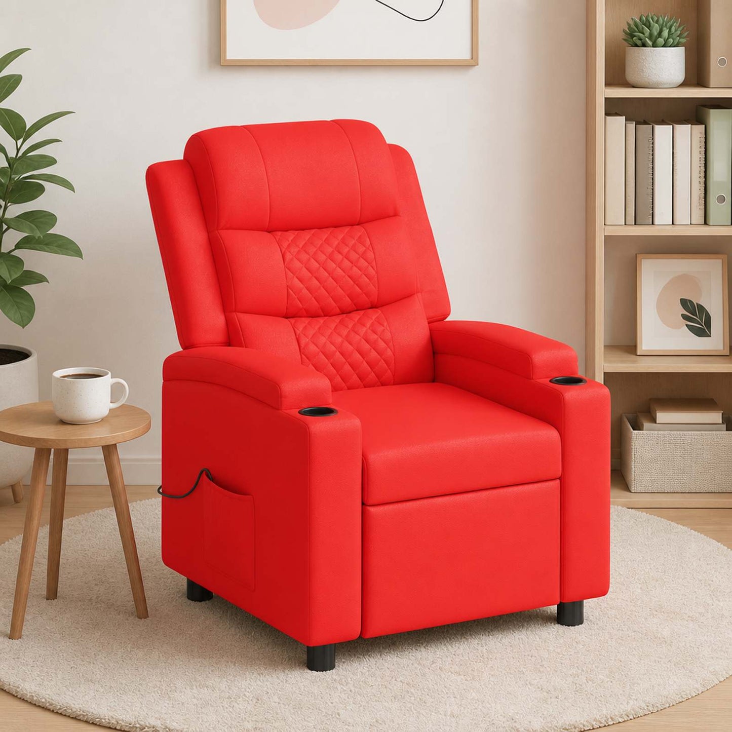 vidaXL Ανακλινόμενη Πολυθρόνα Μασάζ Κόκκινο 75 x 93 x 98 cm Ύφασμα